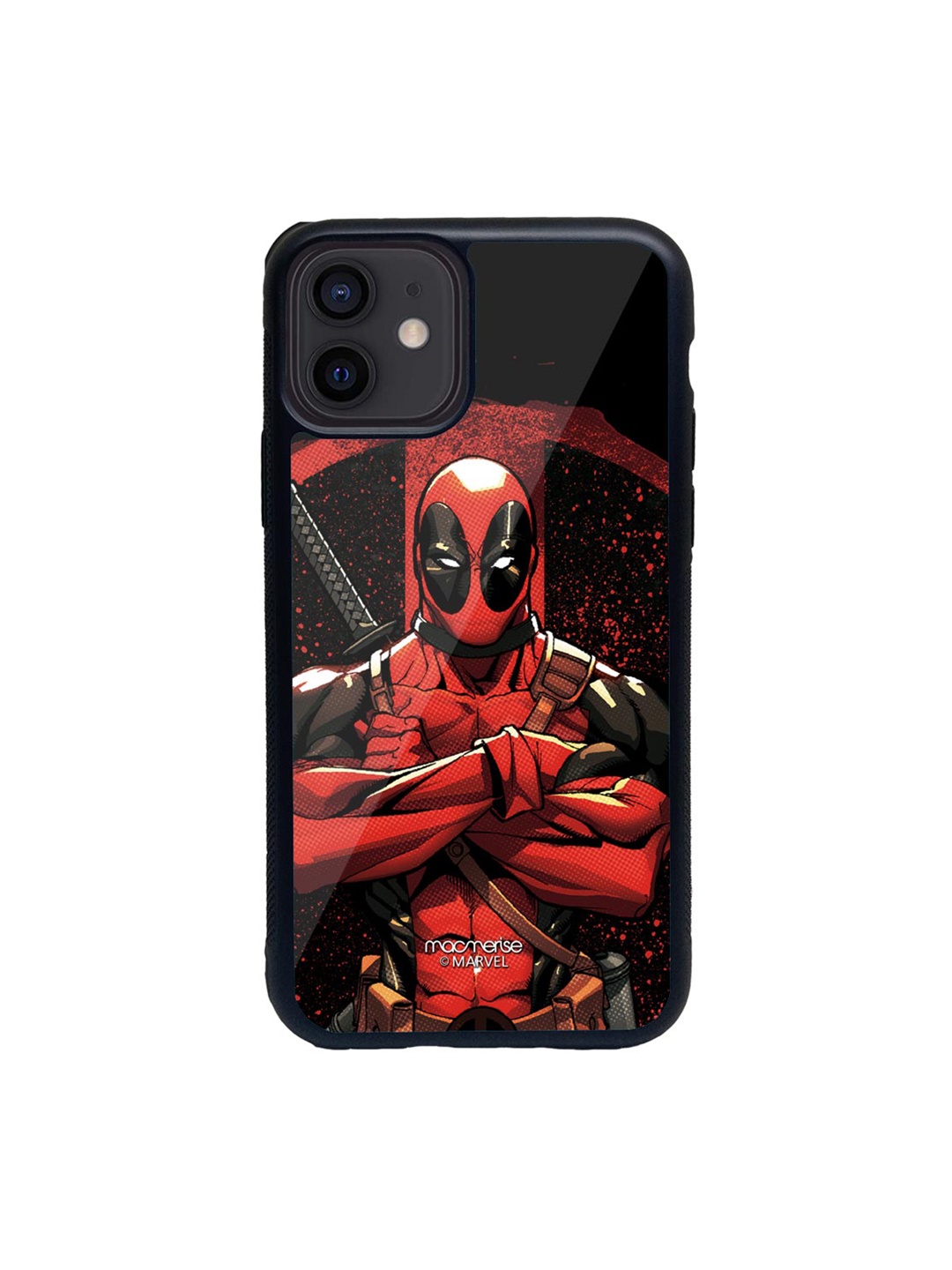 

macmerise Black & Red Deadpool Stance Glass iPhone 12 Phone Case