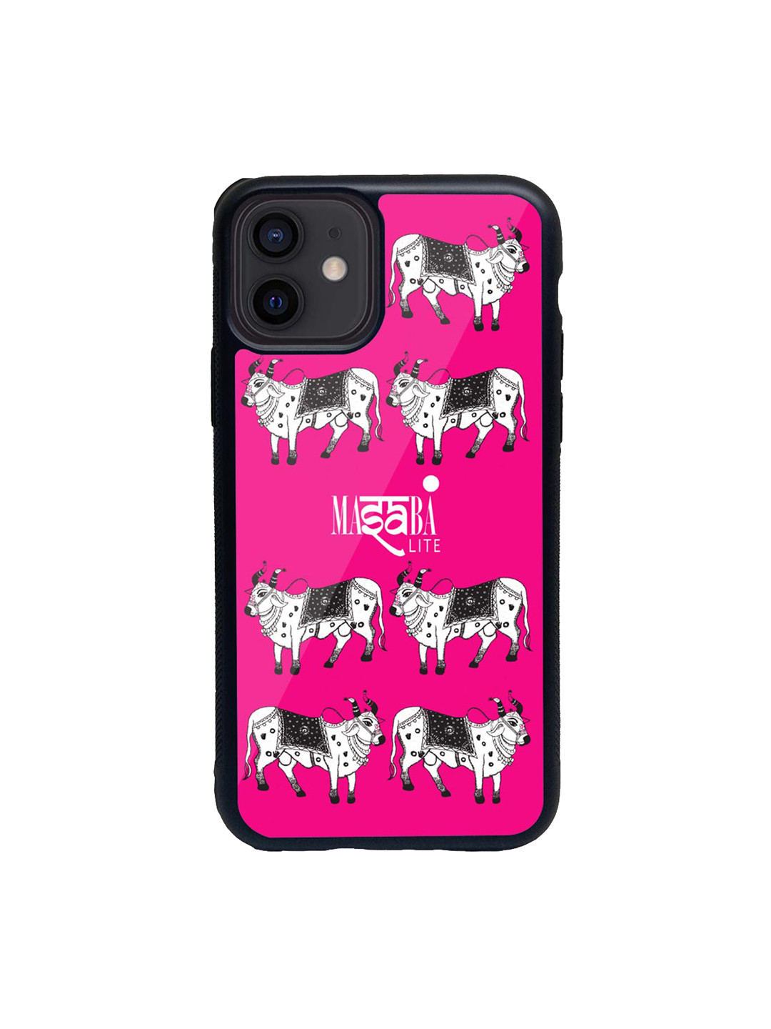 

macmerise Pink & White Masaba Cow Print iPhone 12 Mini Back Case