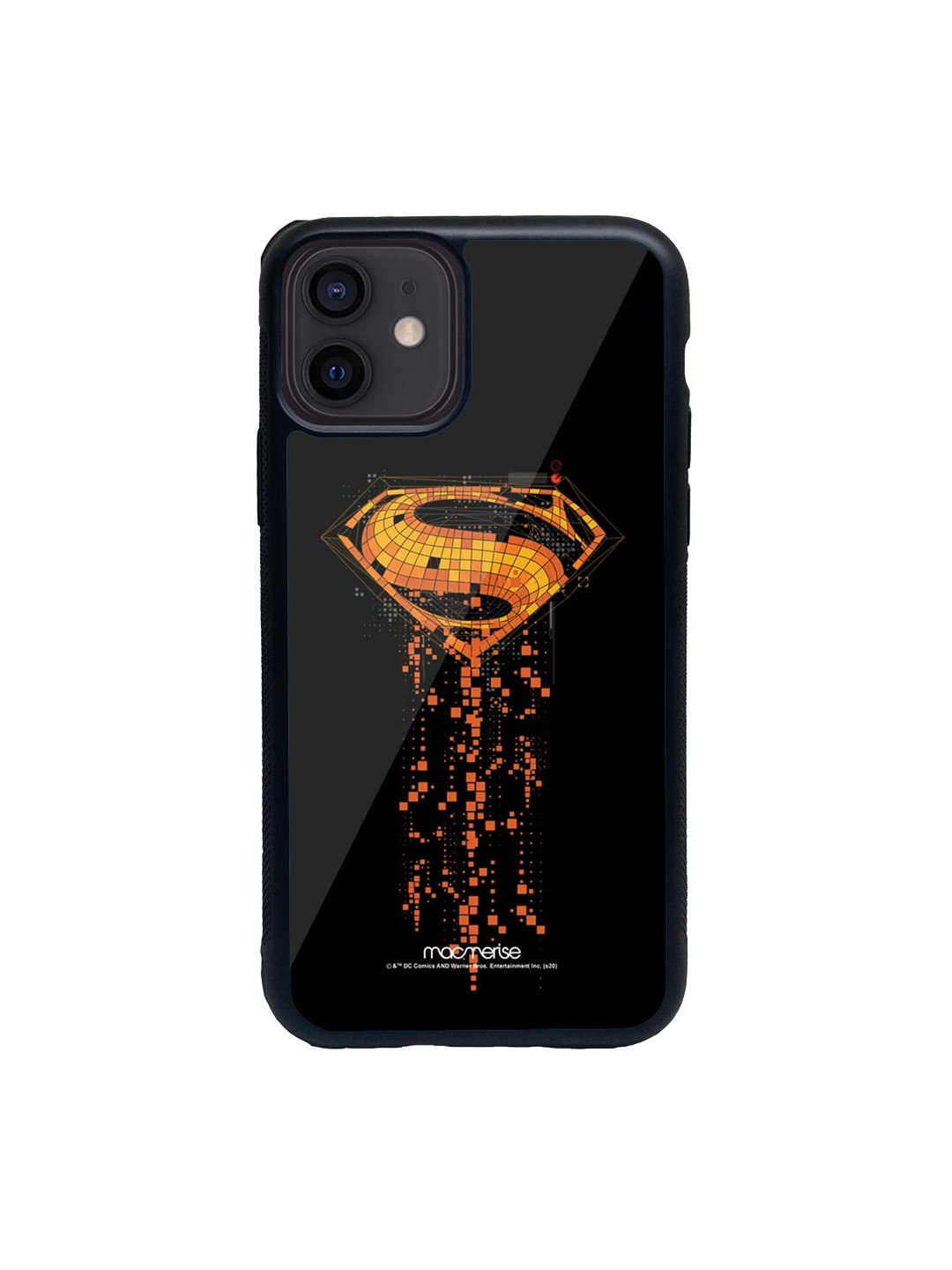 

macmerise Black & Orange Superman Mosaic Glass iPhone 12 Mini Back Case