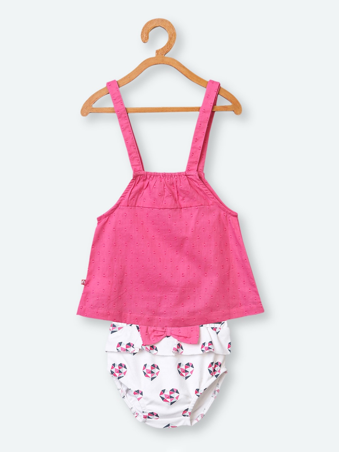

Nino Bambino Girls Fuchsia & White Self Design Top with Shorts