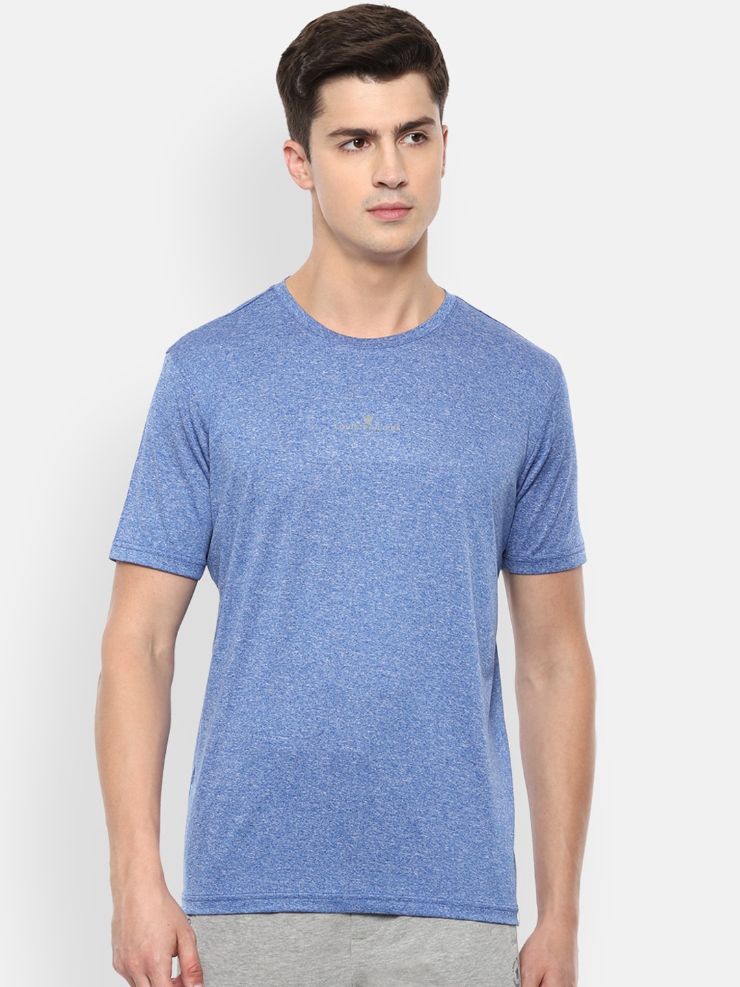 

Louis Philippe ATHPLAY Men Blue Solid Round Neck T-shirt