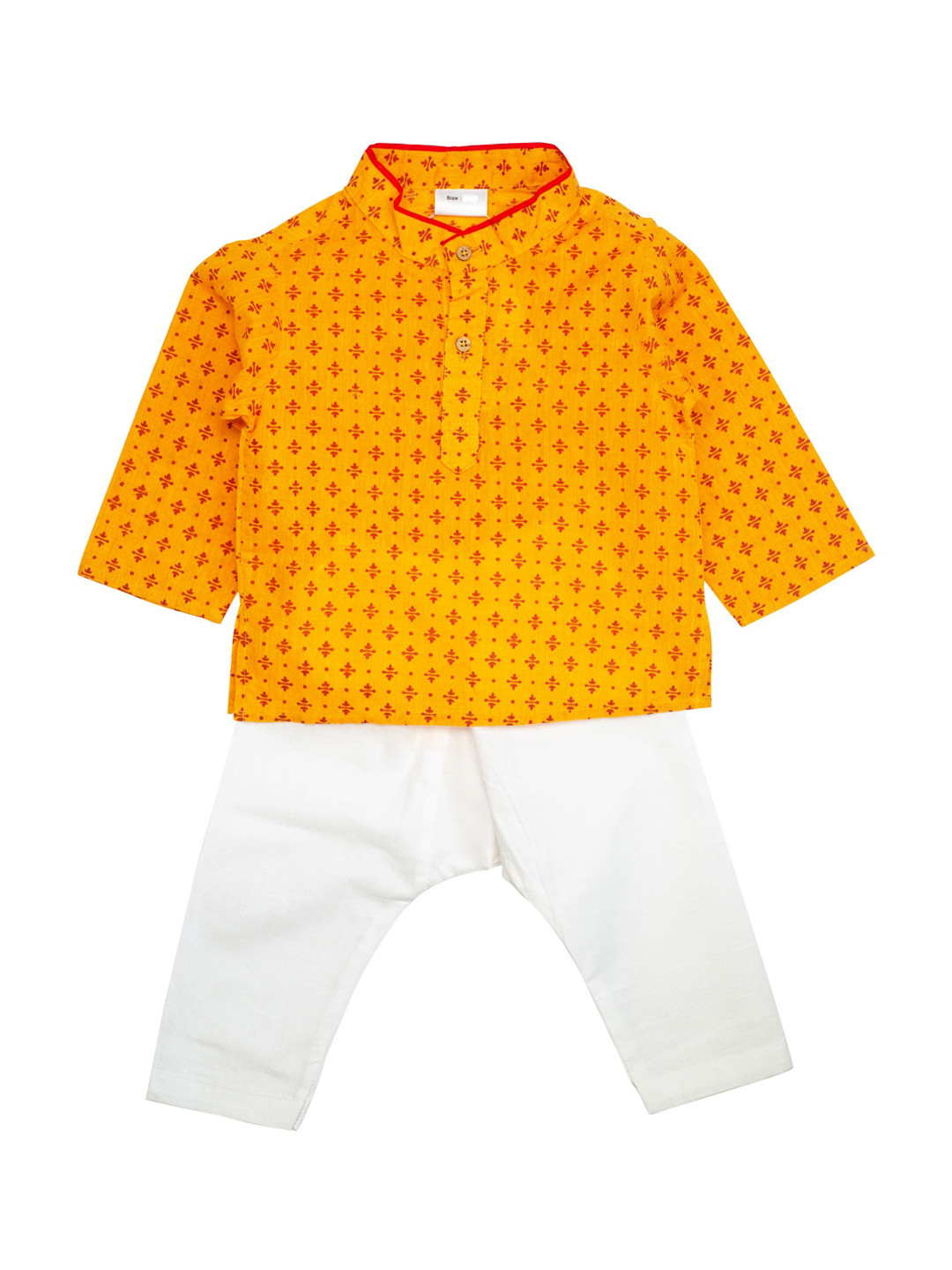 

MeeMee Boys Yellow & White Printed Kurta with Pyjamas