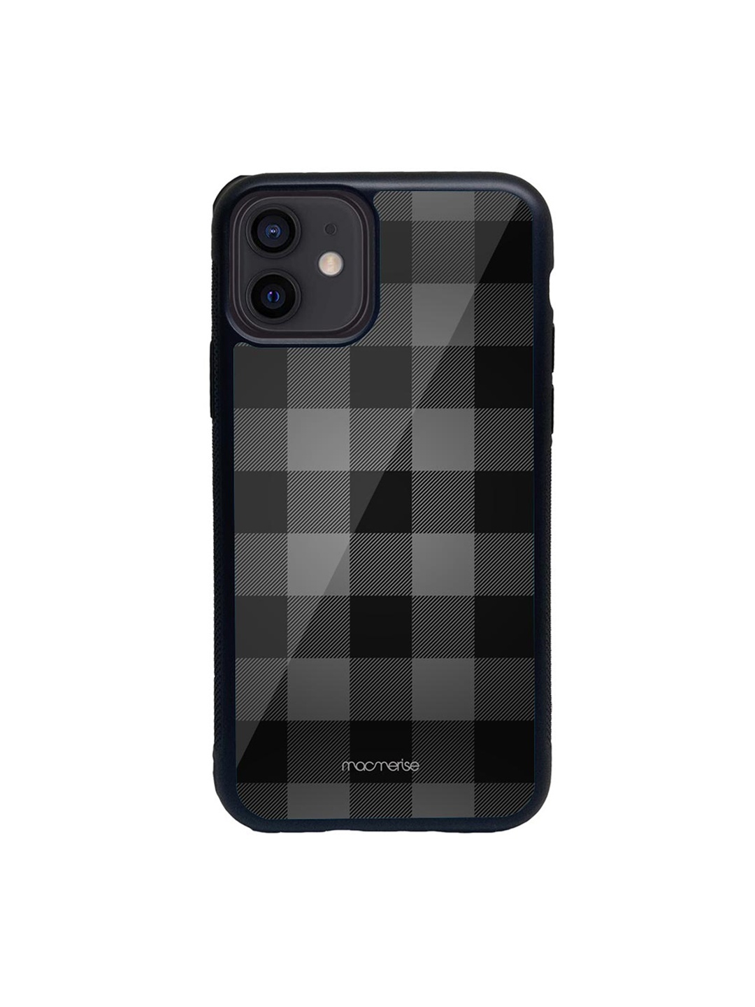 

macmerise Black & Grey Checkmate Printed iPhone 12 Back Case