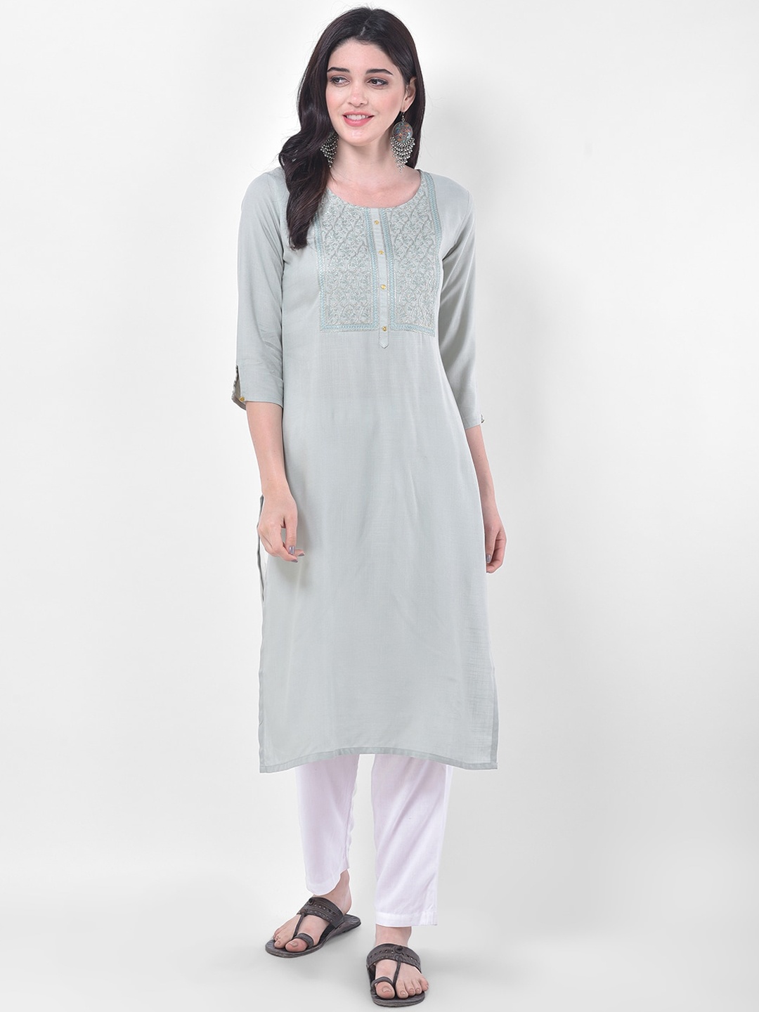 

Span Women Blue Yoke Design Thread Work Kurta