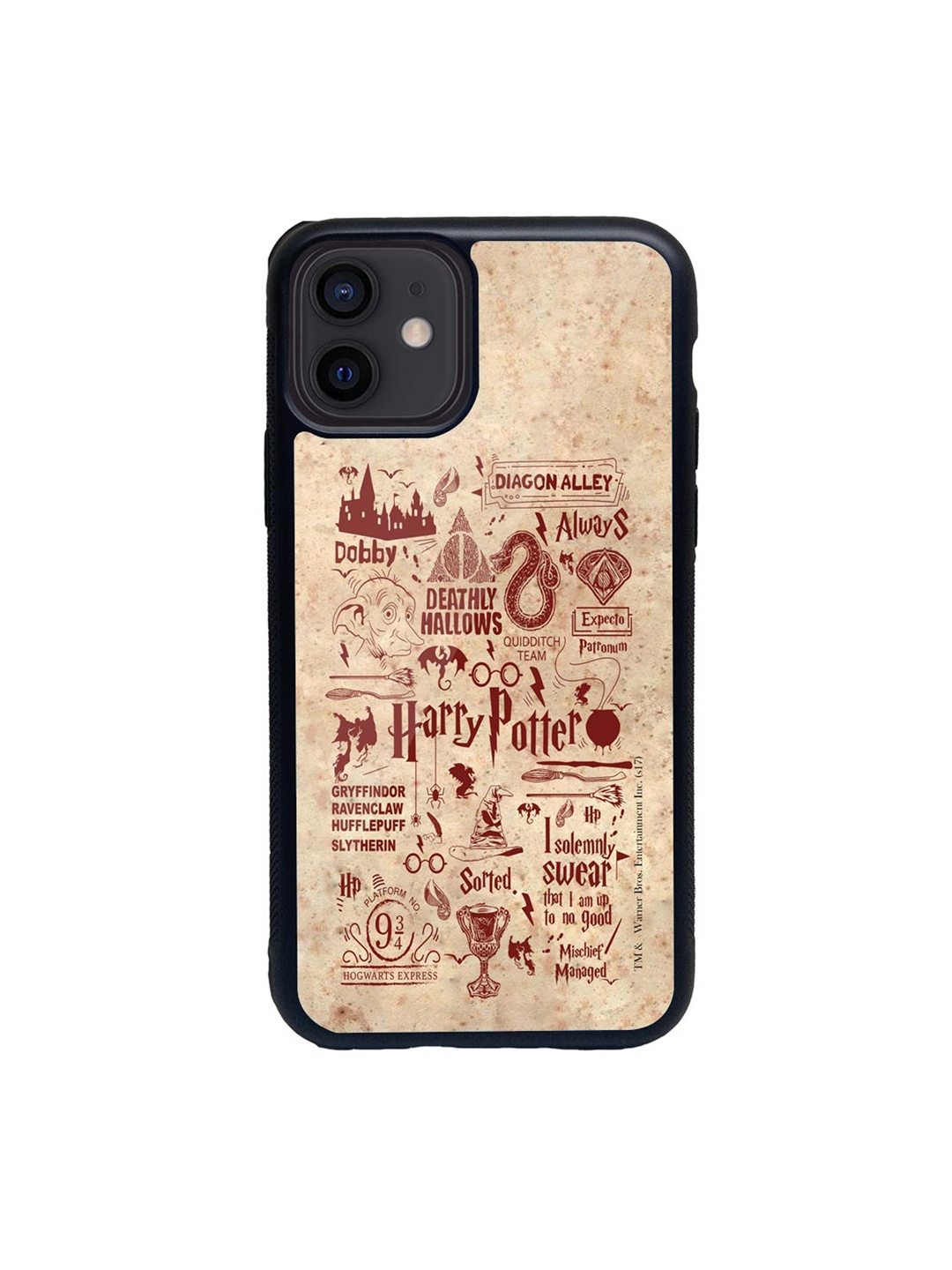

macmerise Beige & Red Harry Potter Infographic Printed iPhone 12 Back Case