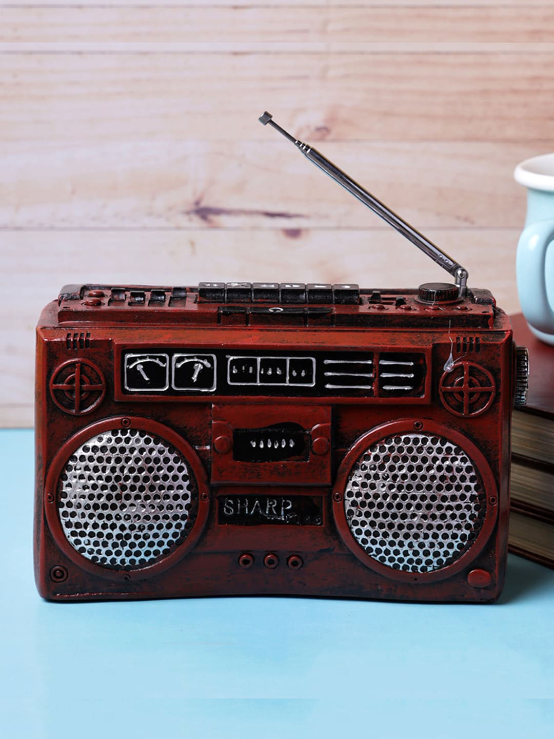 

A Vintage Affair- Home Decor Maroon & White Vintage Stereo System Decorative Accent