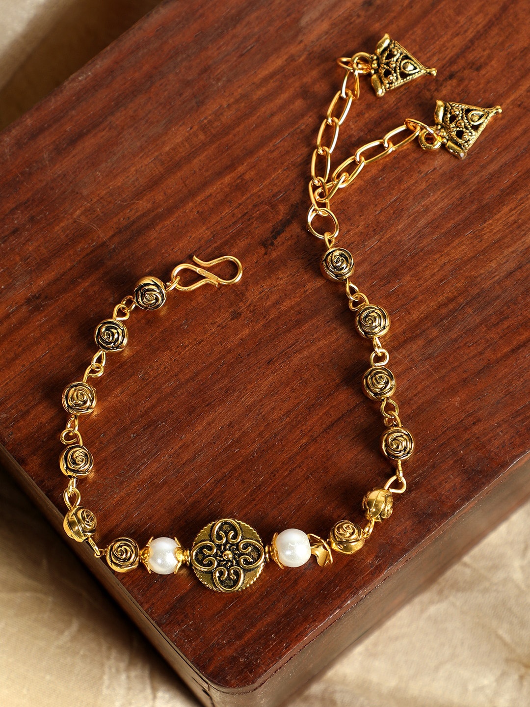 

ANIKAS CREATION Women Gold-Toned Handcrafted Adjustable Bracelet