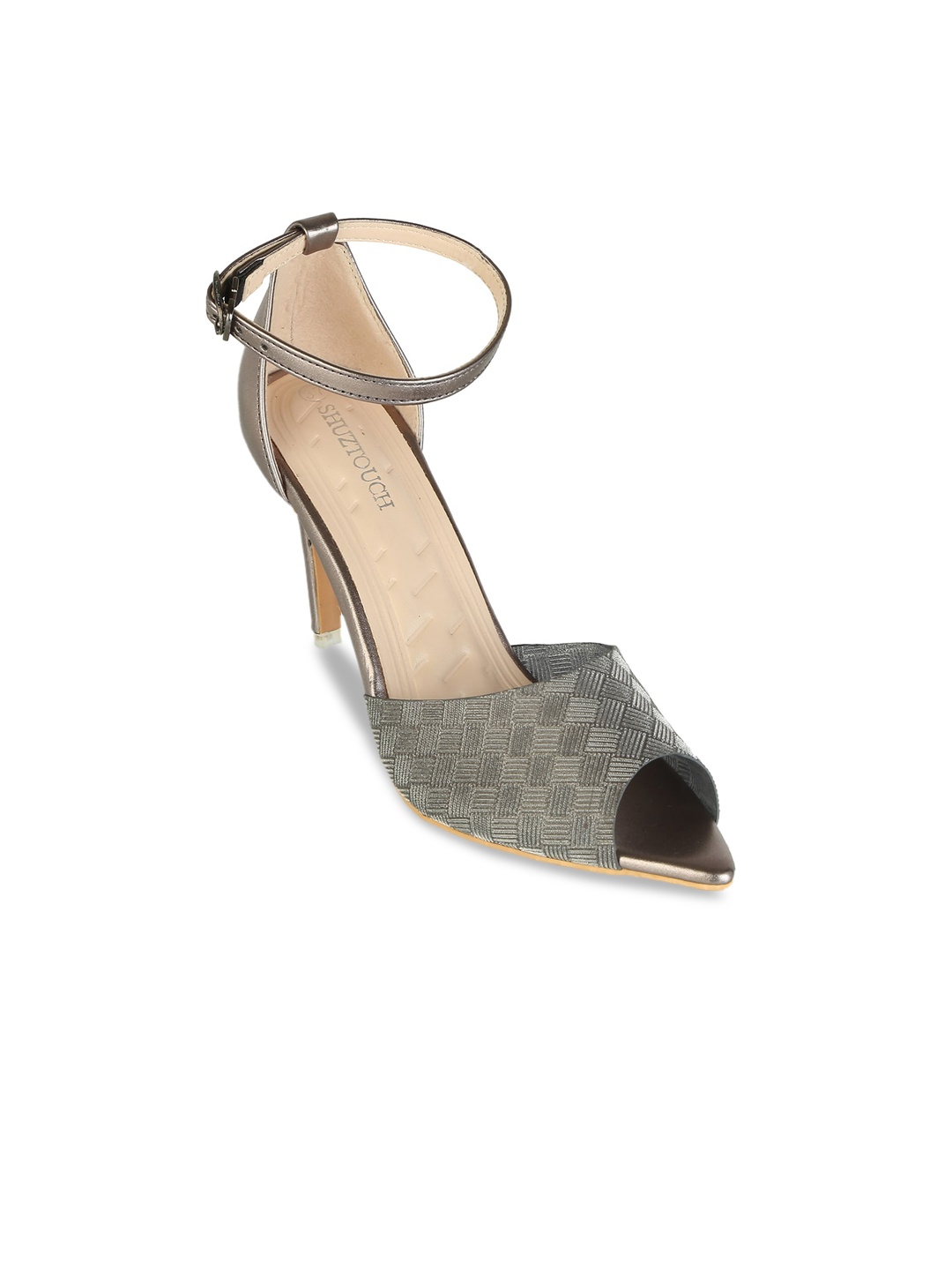 

SHUZ TOUCH Women Grey Textured Peep Toes