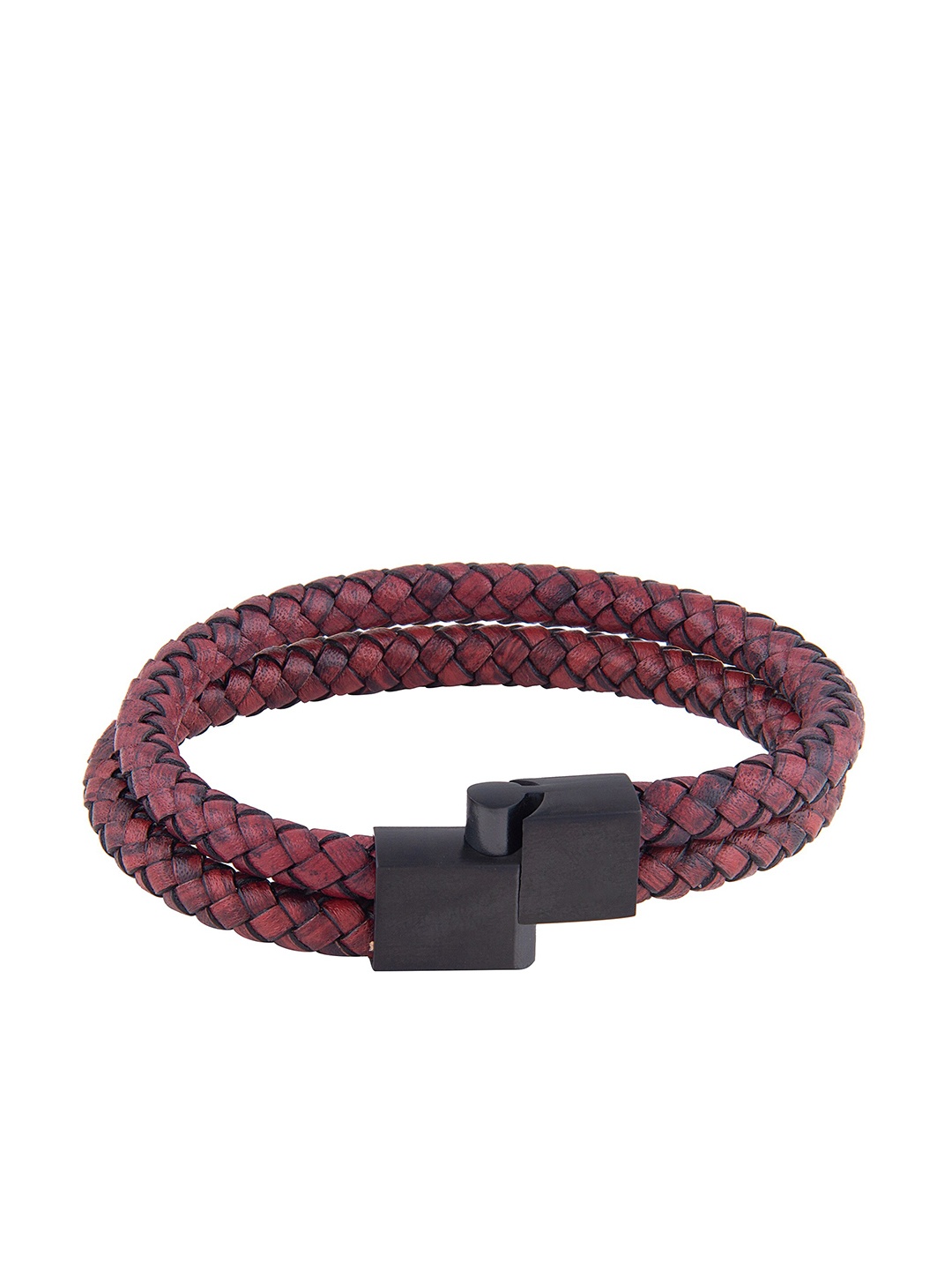 

bodha Men Brown & Black Leather Multistrand Bracelet