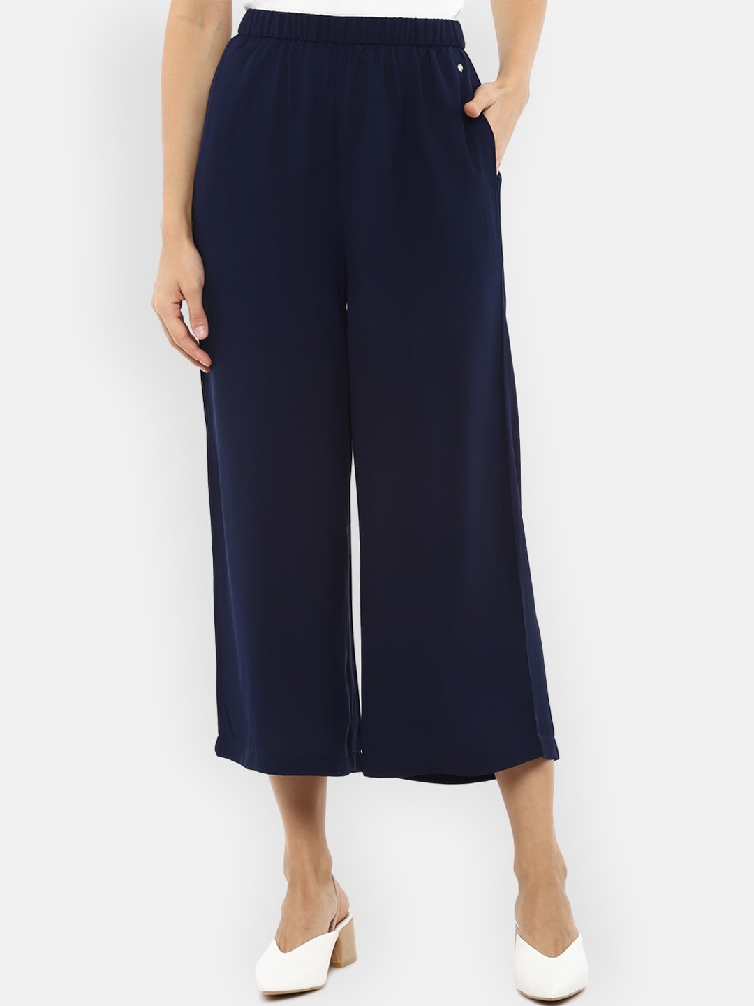 

Van Heusen Woman Women Navy Blue Regular Fit Solid Culottes