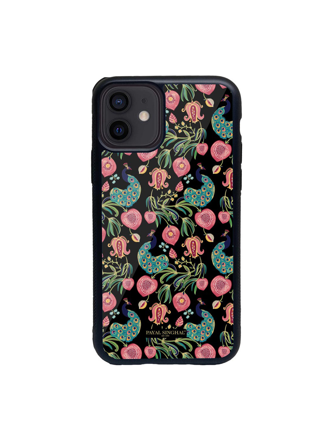 

macmerise Black & Pink Payal Singhal Anaar and Mor Printed iPhone 12 Back Case