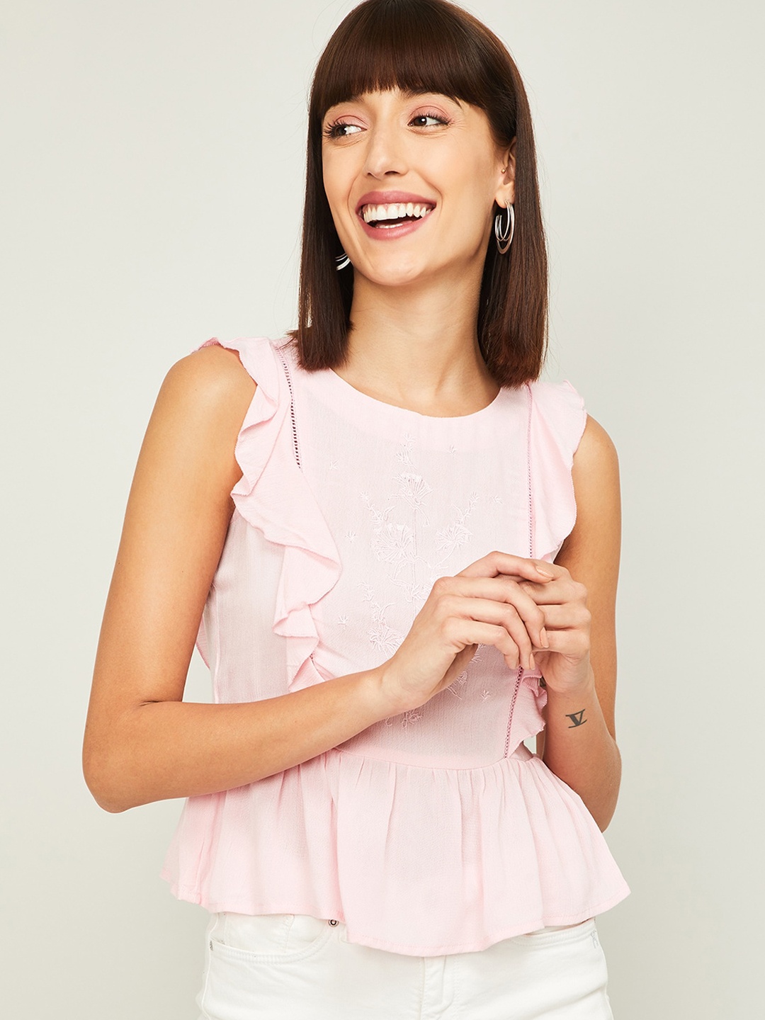 

Ginger by Lifestyle Pink Kimono Sleeves Peplum Top