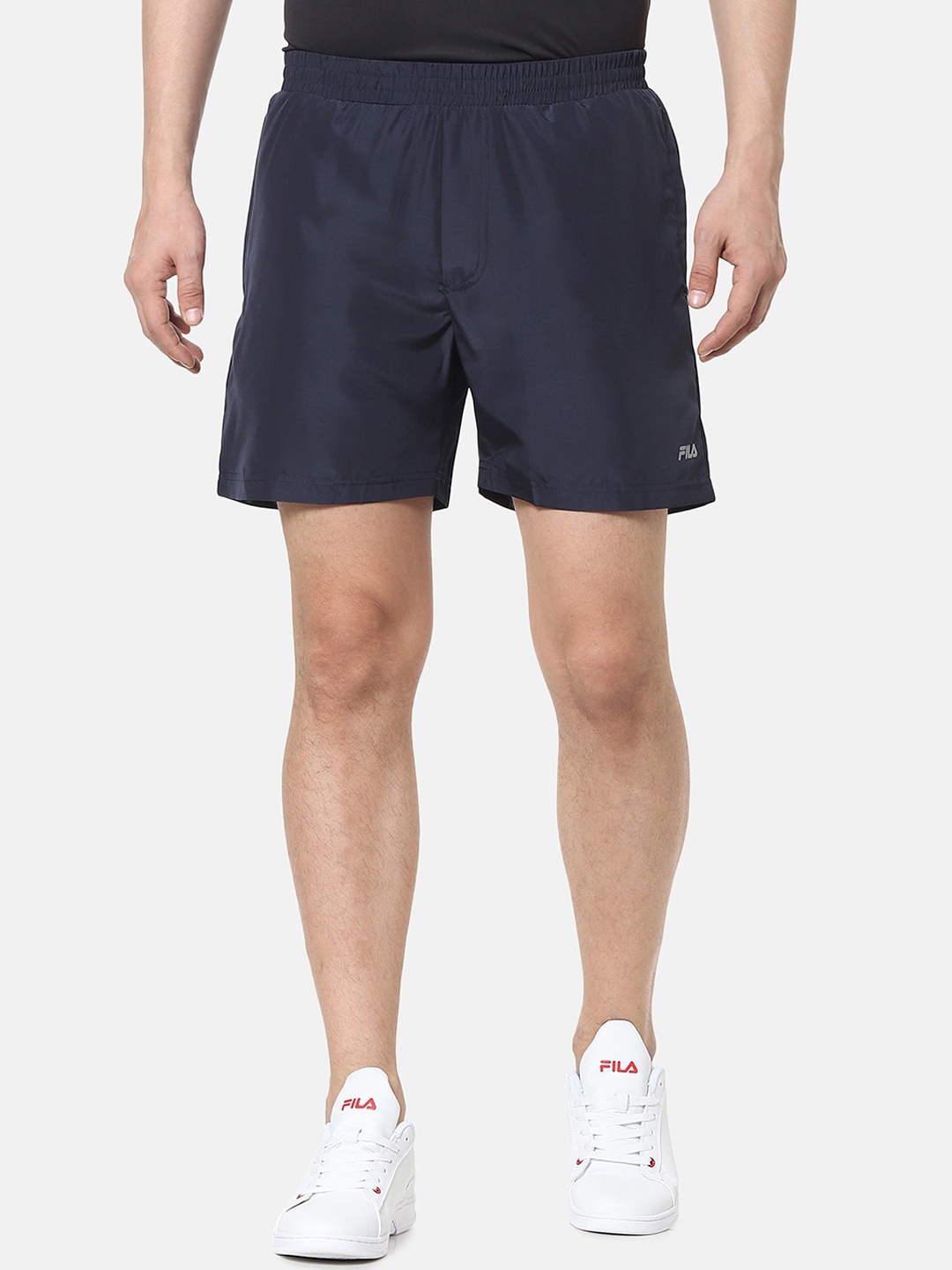 FILA Men Navy Blue Solid Regular Fit Sports Shorts