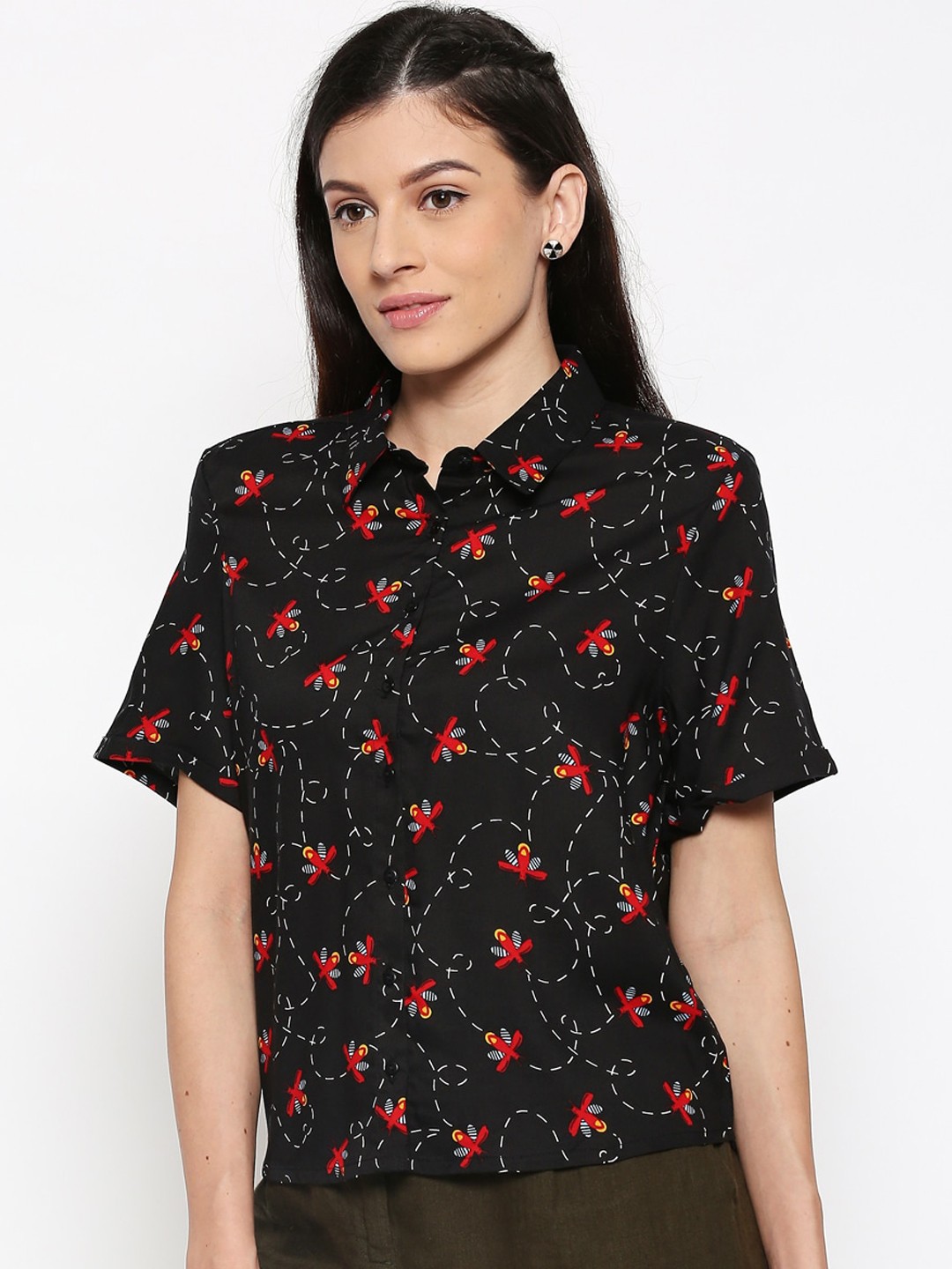 

People Women Black Regular Fit Printed Casual Shirt
