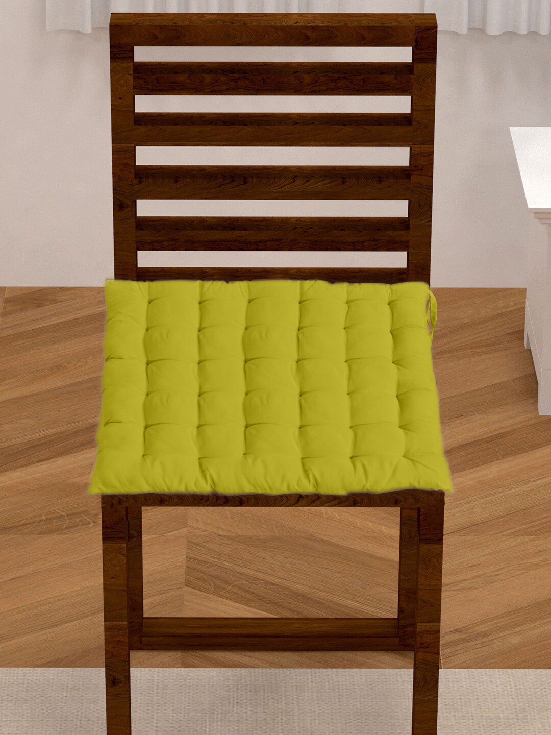Lushomes Lime Green Solid Chair Pad