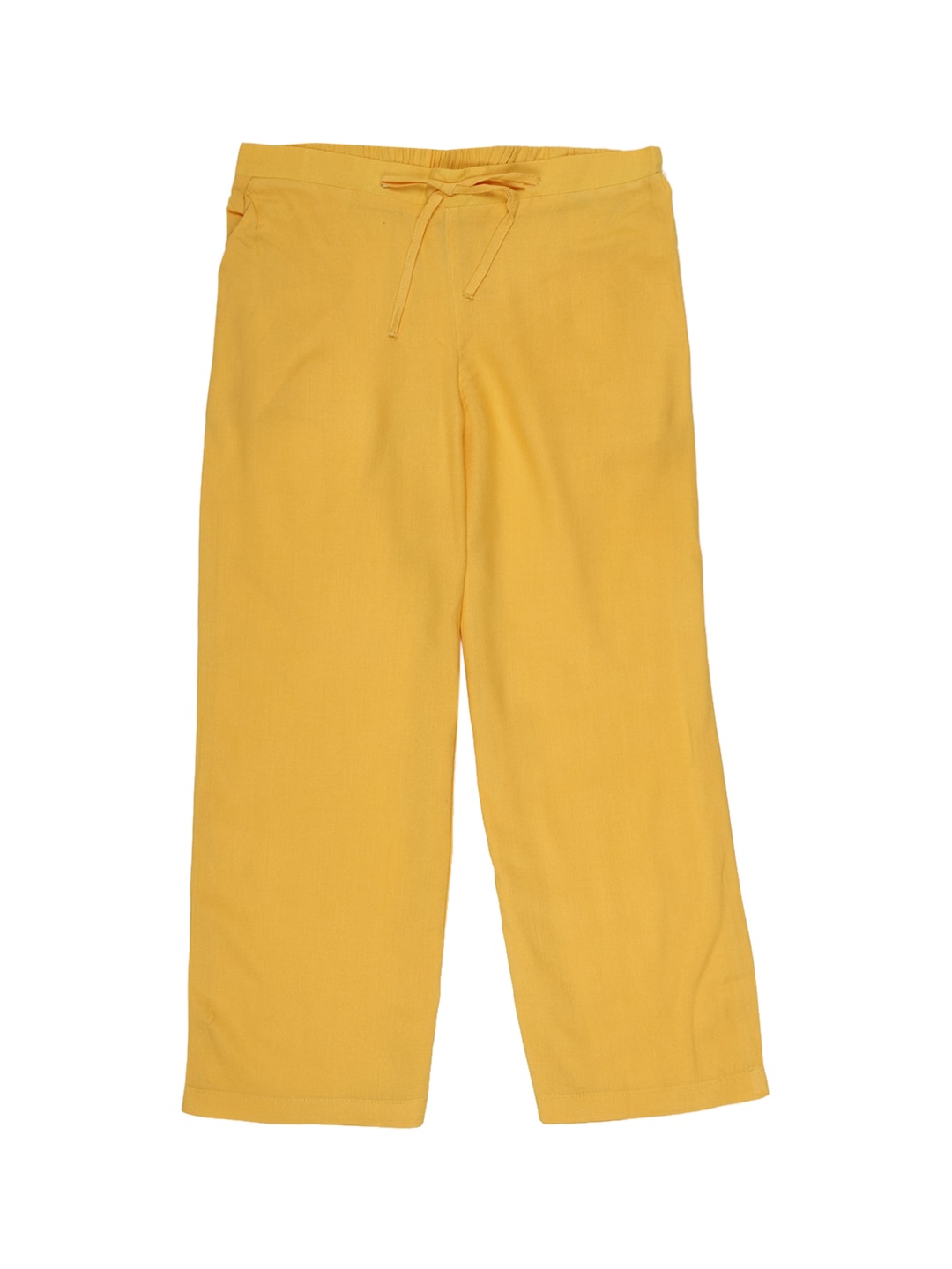 

Allen Solly Junior Girls Yellow Regular Fit Solid Parallel Trousers