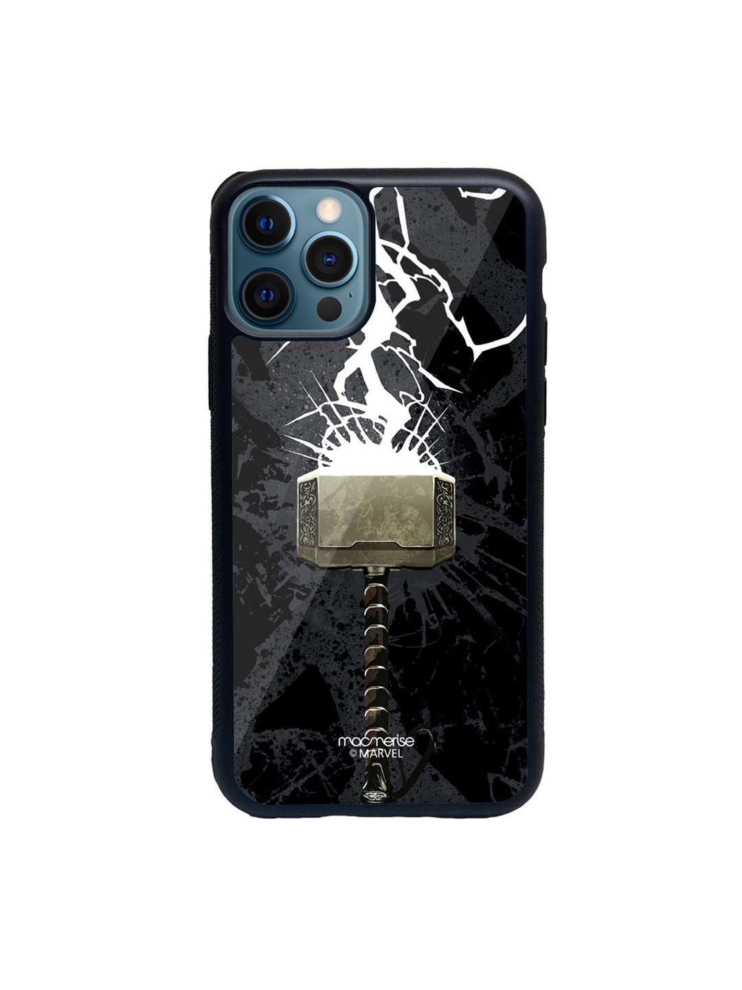 

macmerise Black & Gold-toned The Thunderous Hammer Printed iPhone 12 Back Case
