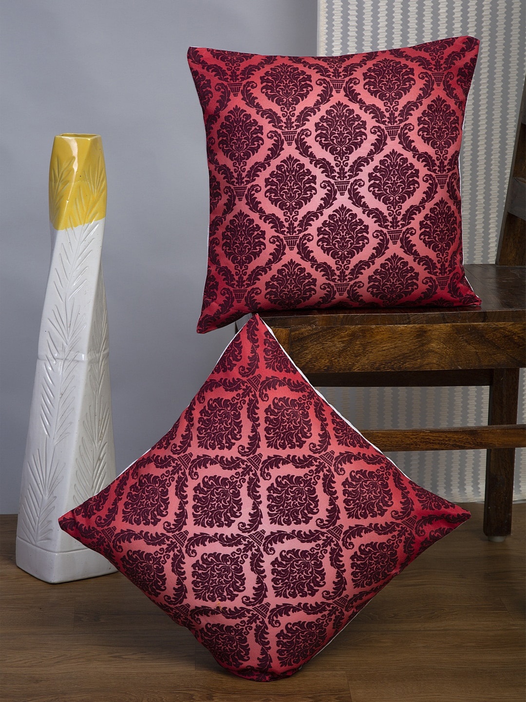 

Alina decor Maroon & Pink Set of 2 Ethnic Motifs Square Cushion Covers