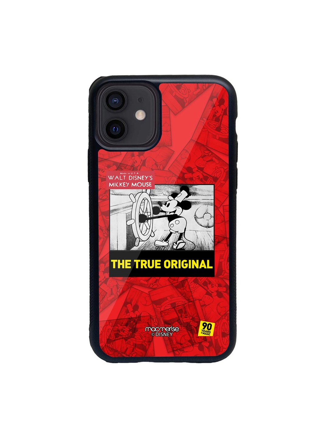 

macmerise Red & Black Mickey Portrait Mode Glass iPhone 12 Phone Case