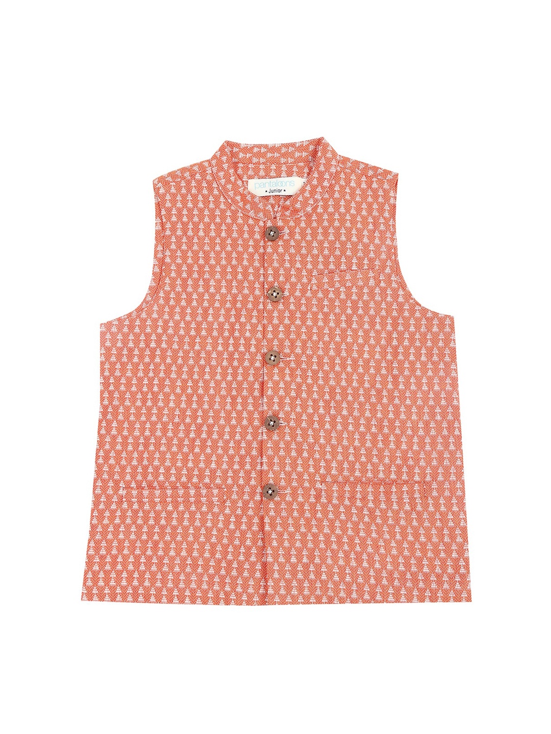 

indus route by Pantaloons Boys Rust Orange Printed Waistcoat