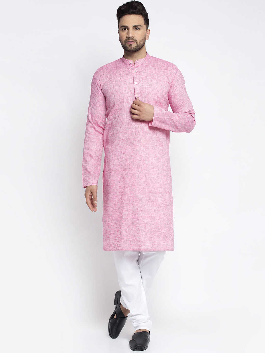 

Jompers Men Pink Solid Kurta with Pyjamas