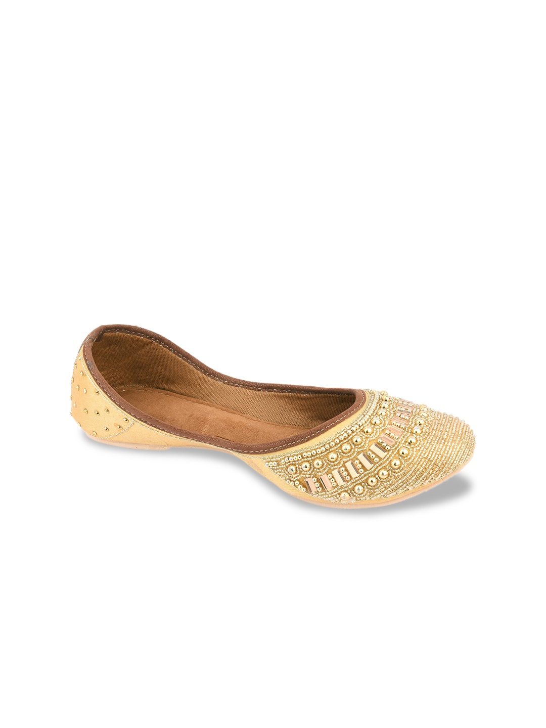 

DESI COLOUR Women Gold-Toned Embellished Mojaris