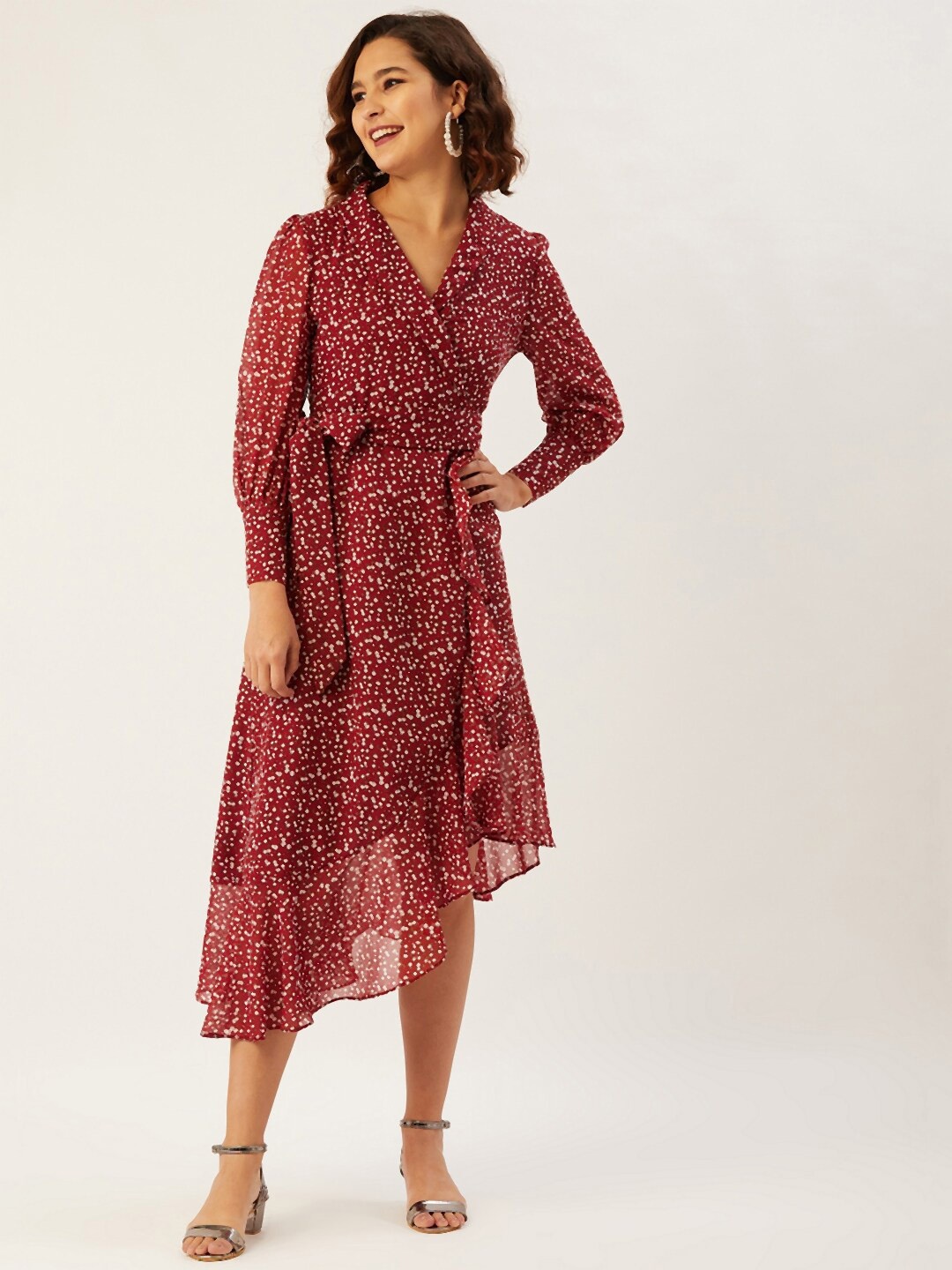 

ANVI Be Yourself Women Maroon Printed Wrap Dress