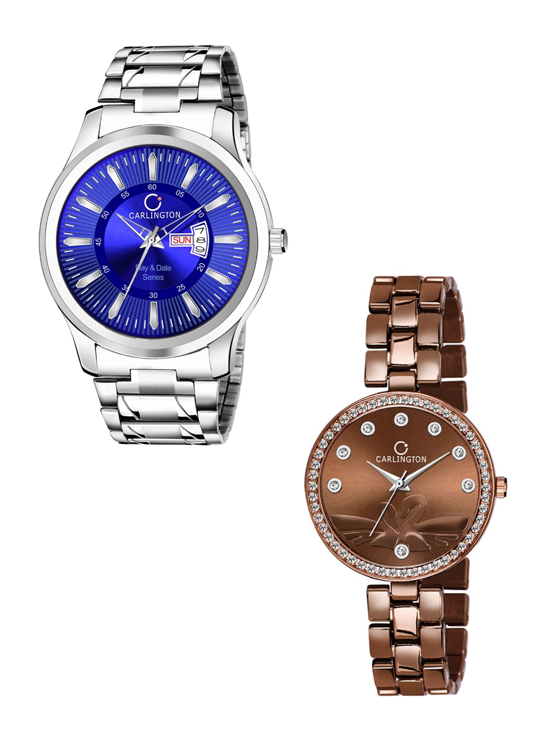 

CARLINGTON Unisex Set Of 2 Analogue Watch Combo G-01, Blue