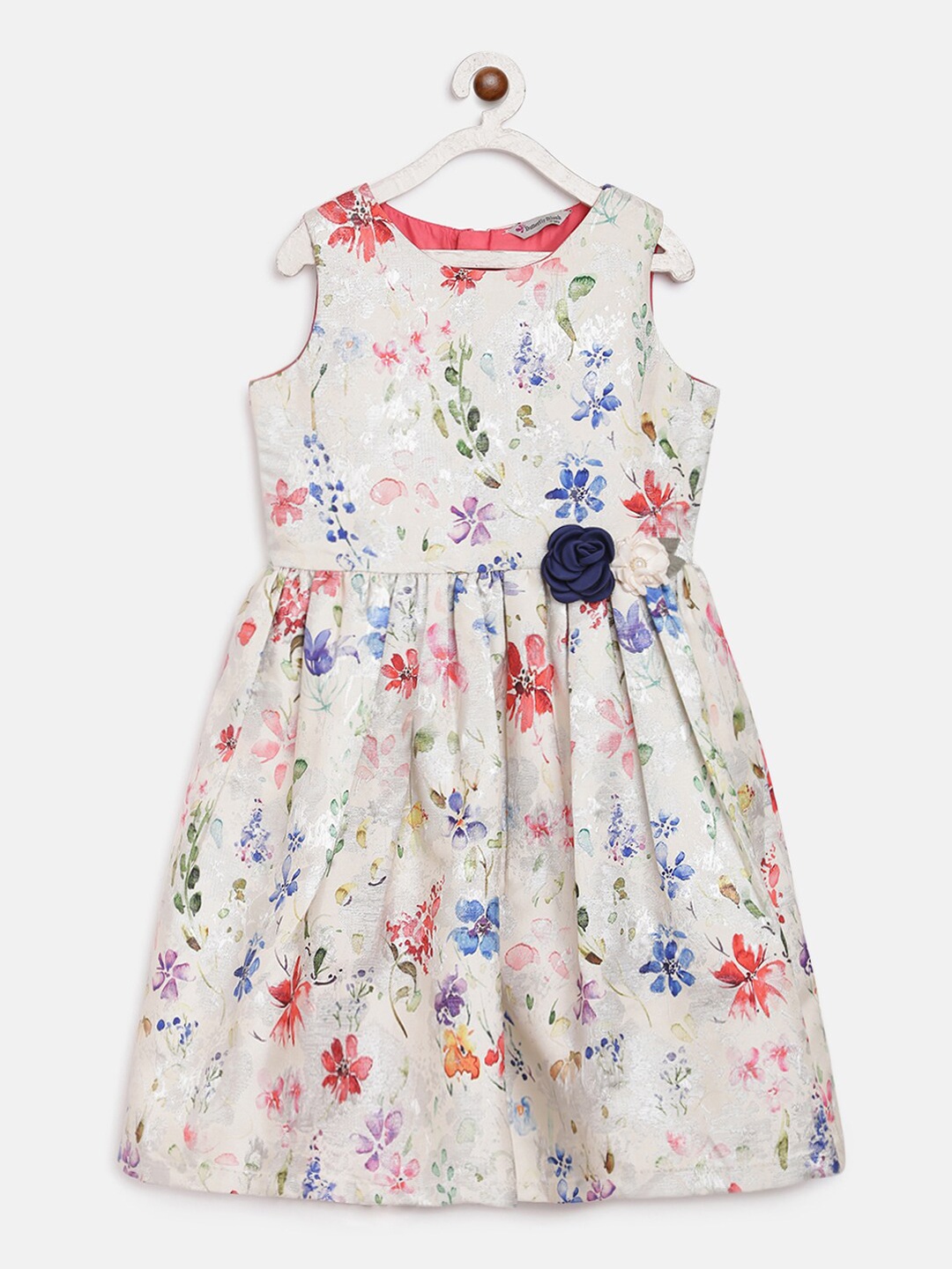 

Butterfly Blush Girls Off-White Printed Fit and Flare Dress