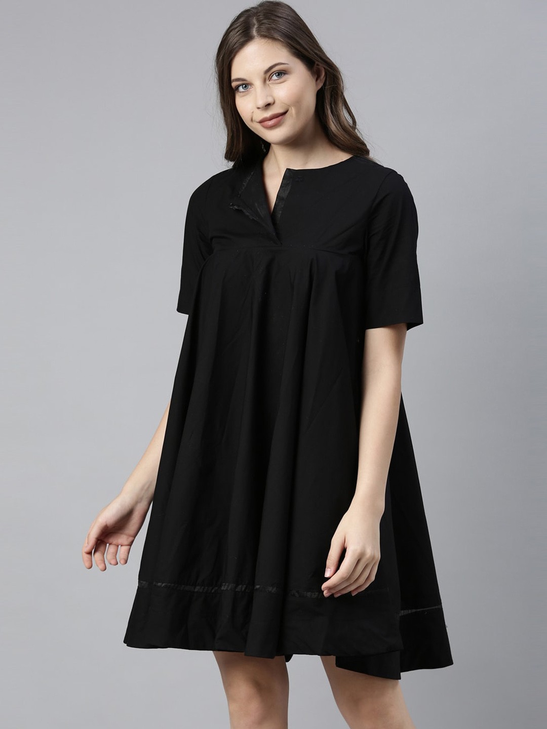 

RAREISM Women Black Solid A-Line Dress