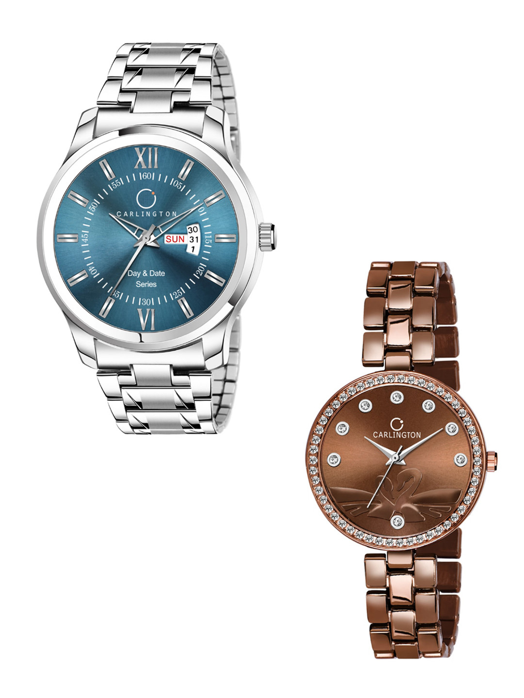 

CARLINGTON Unisex Teal & Brown Analogue Watch