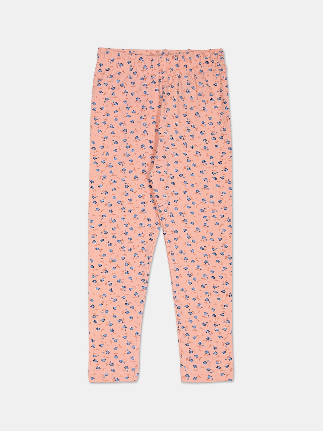 

Cherokee Girls Peach-Coloured & Blue Printed Ankle-Length Leggings
