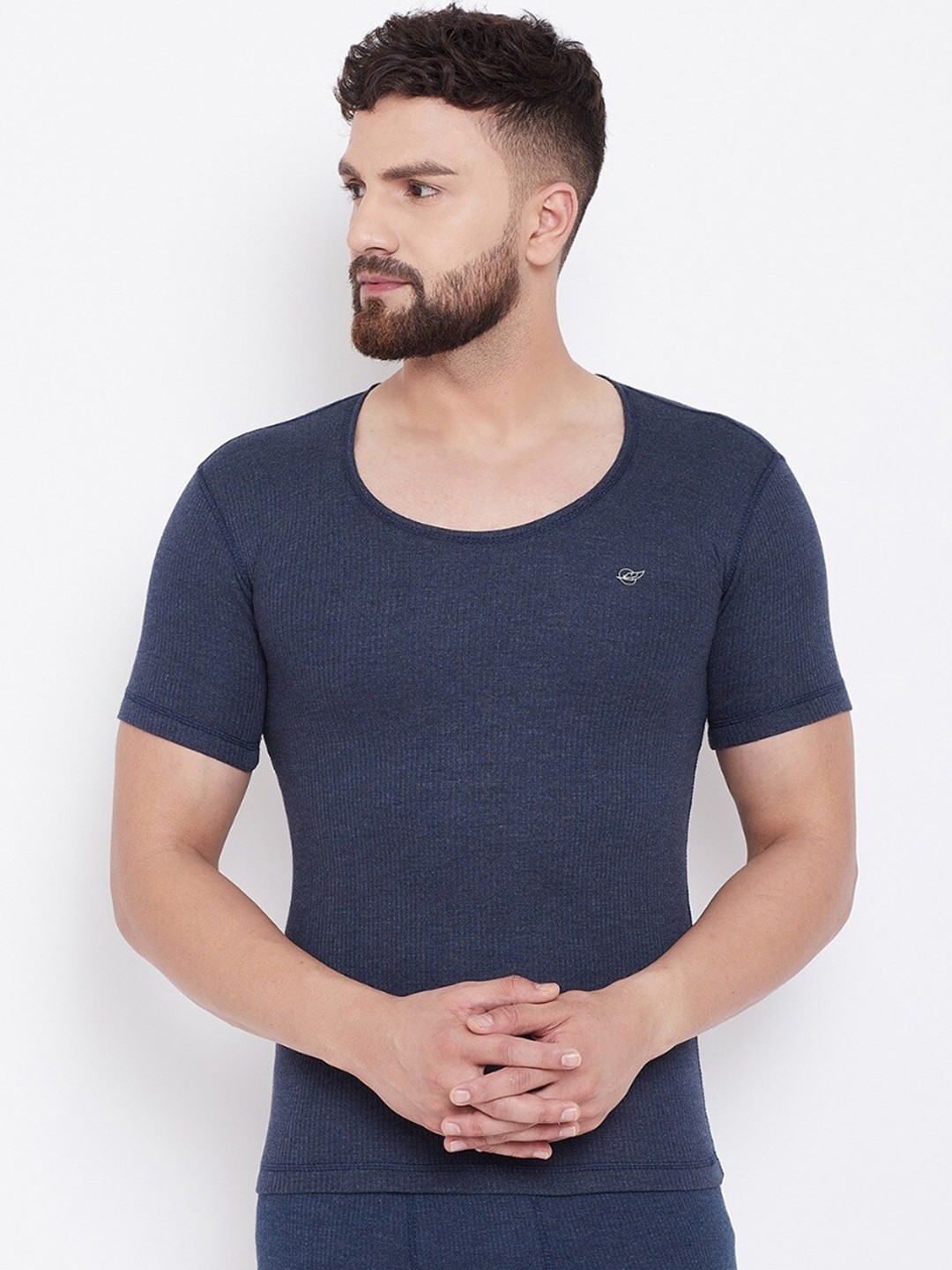 

NEVA Men Navy Blue Solid Slim-Fit Thermal Top