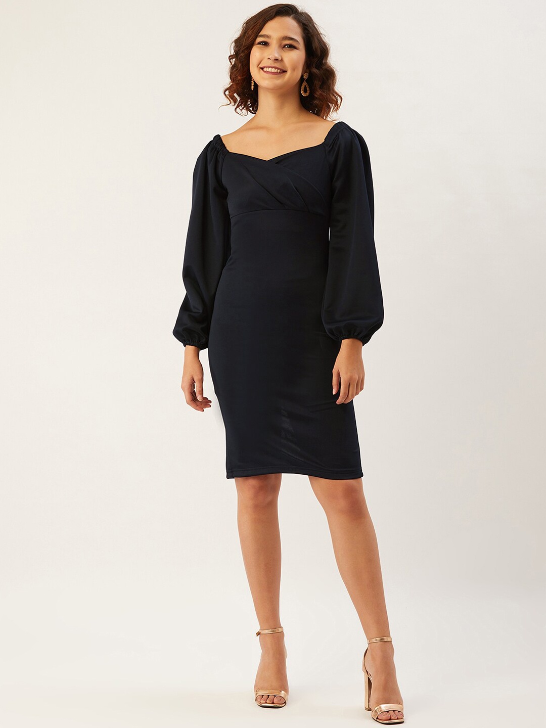 

ANVI Be Yourself Women Navy Blue Solid Sheath Dress