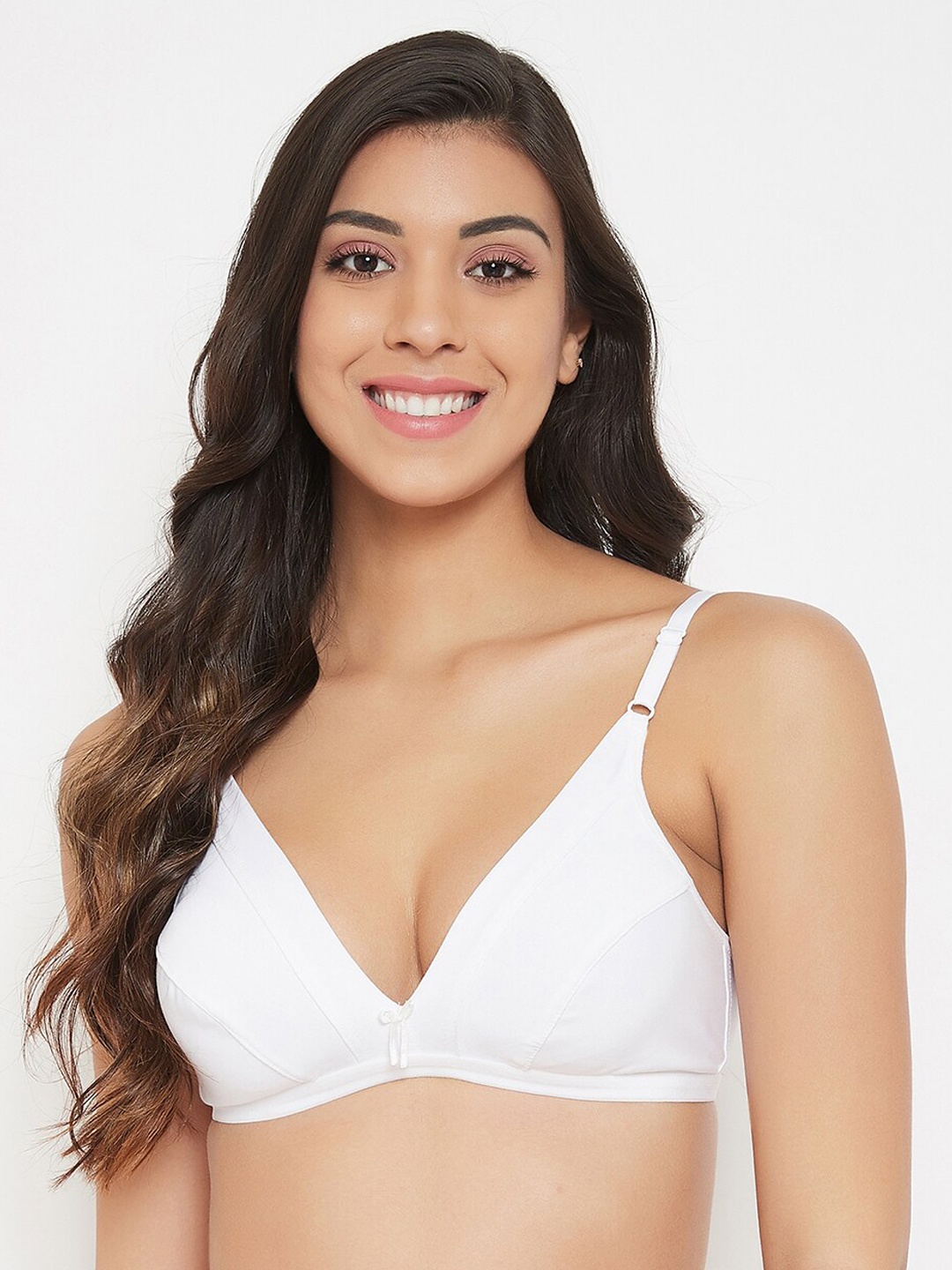 

Clovia Women White Solid Non-Padded Non-Wired Demi Cup Plunge Bra