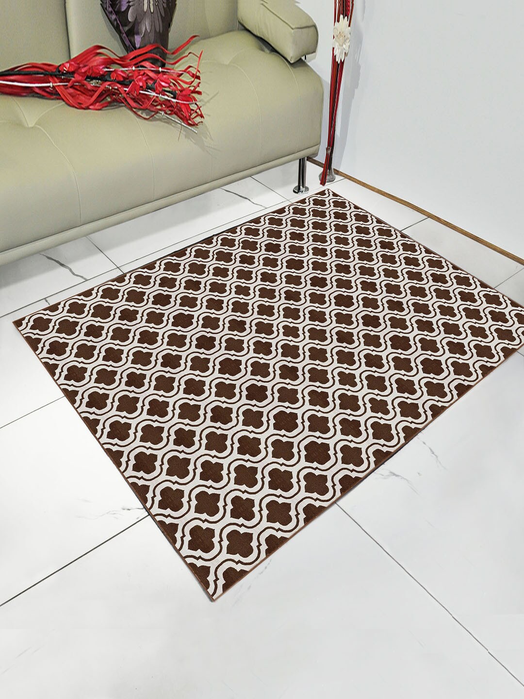 

Saral Home Brown & White Printed Anti-Skid Carpet