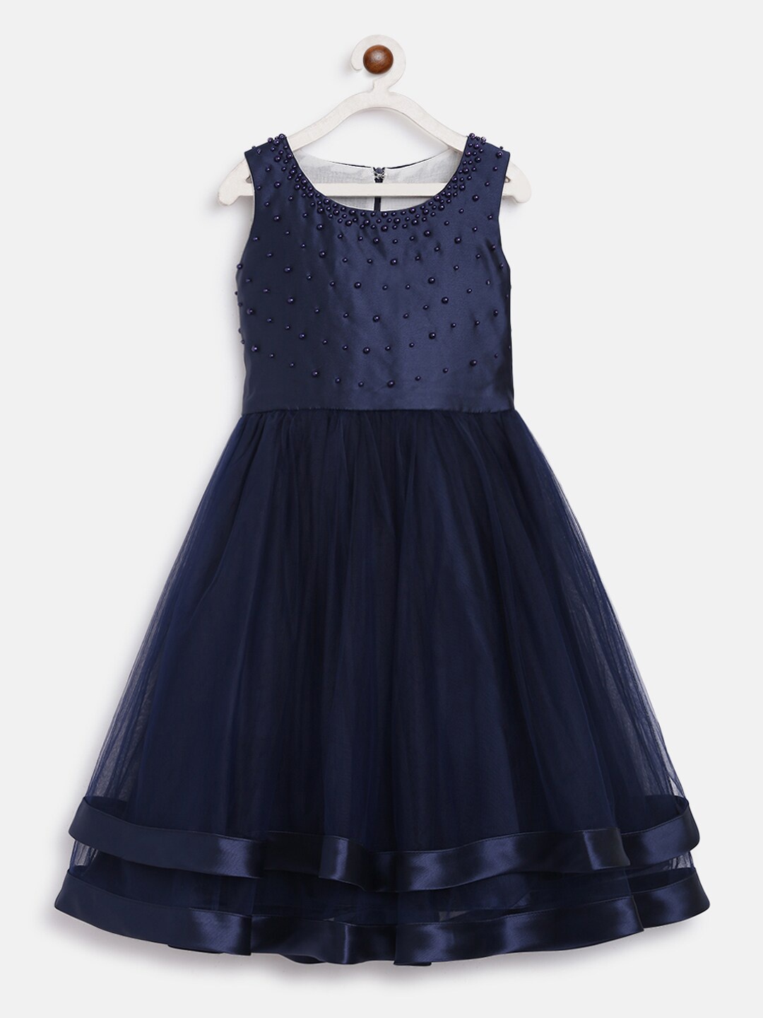 

Butterfly Blush Girls Navy Blue Embellished Fit and Flare Dress