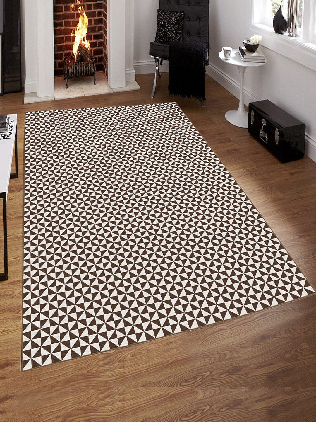 

Saral Home Brown & White Geometric Printed Anti-Skid Carpet