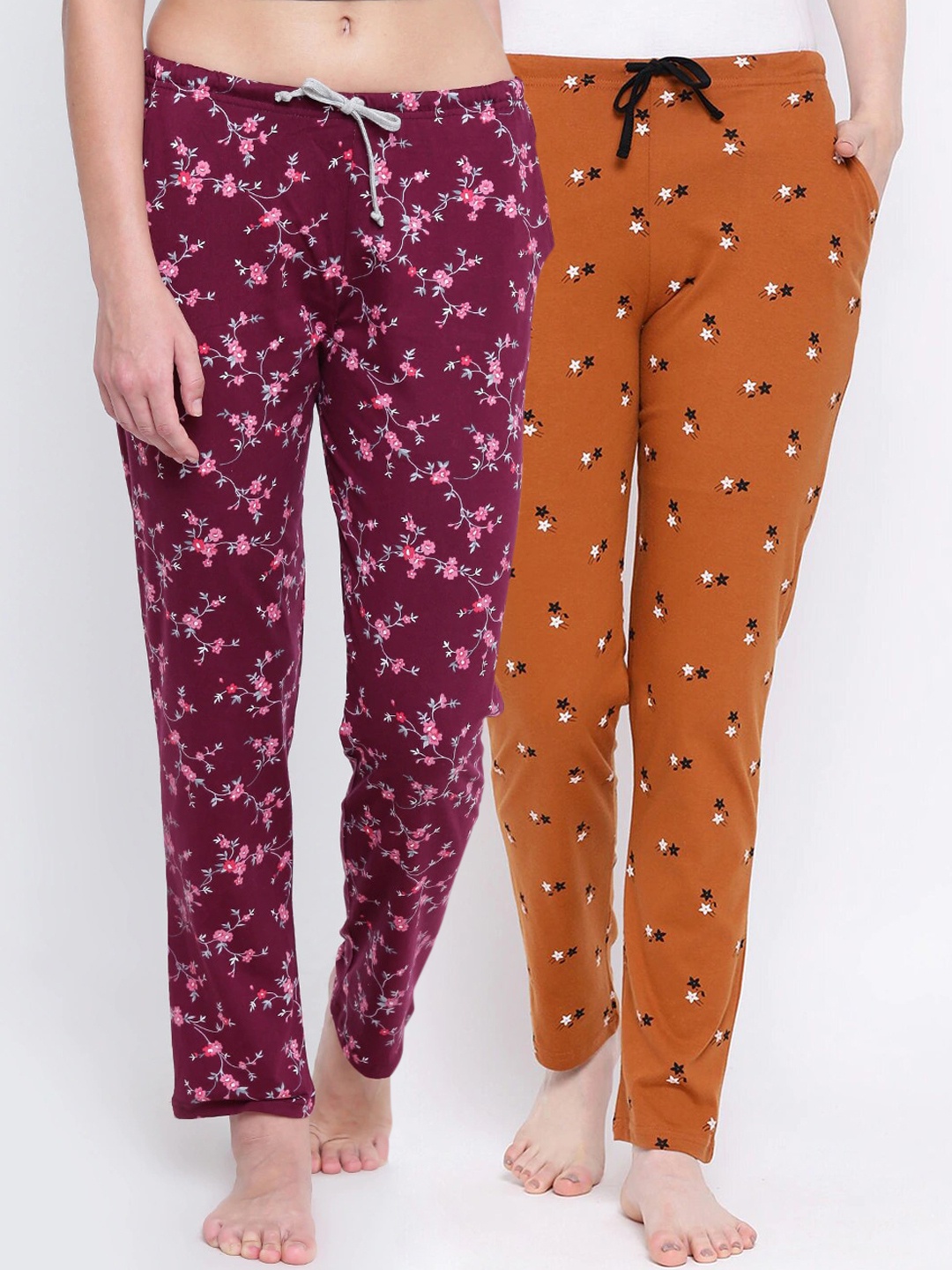 

Kanvin Women Pack of 2 Printed Lounge Pants, Maroon