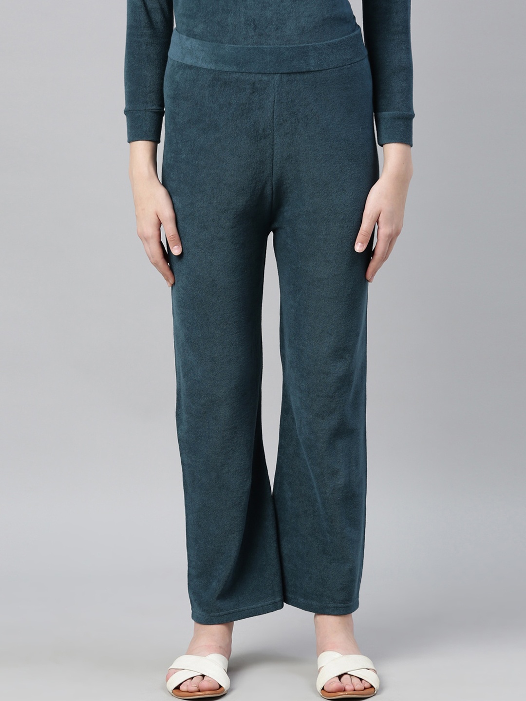 

RAREISM Women Blue Straight Fit Solid Regular Trousers
