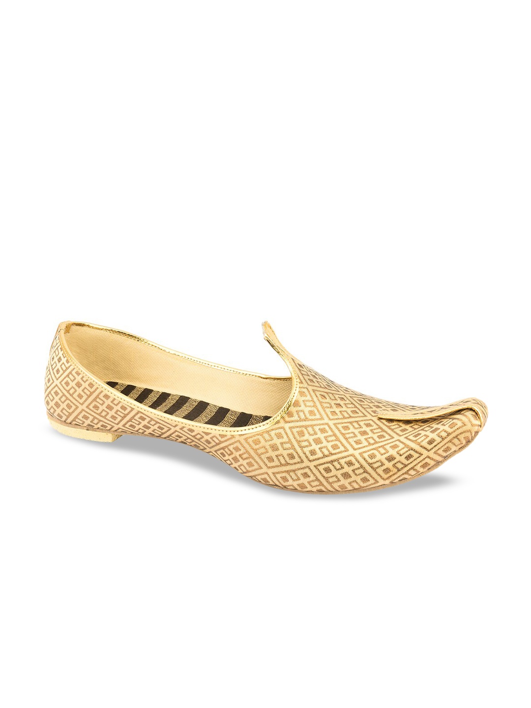 

DESI COLOUR Men Gold Woven Design Mojaris