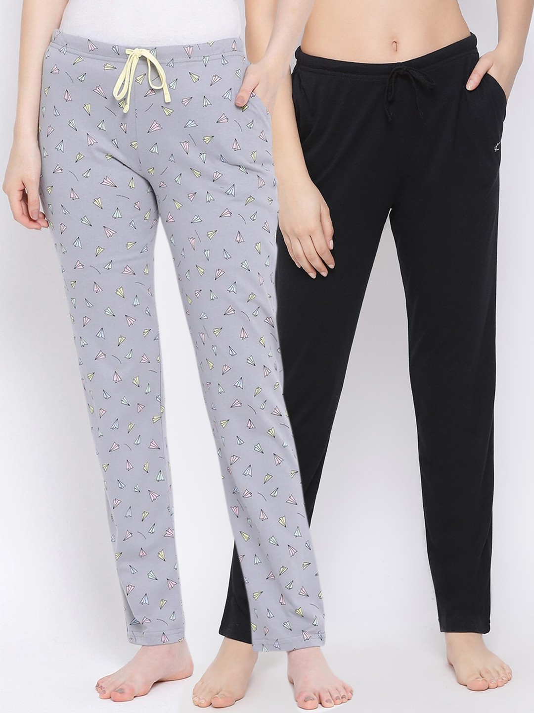 

Kanvin Women Pack Of 2 Pure Cotton Lounge Pants, Black