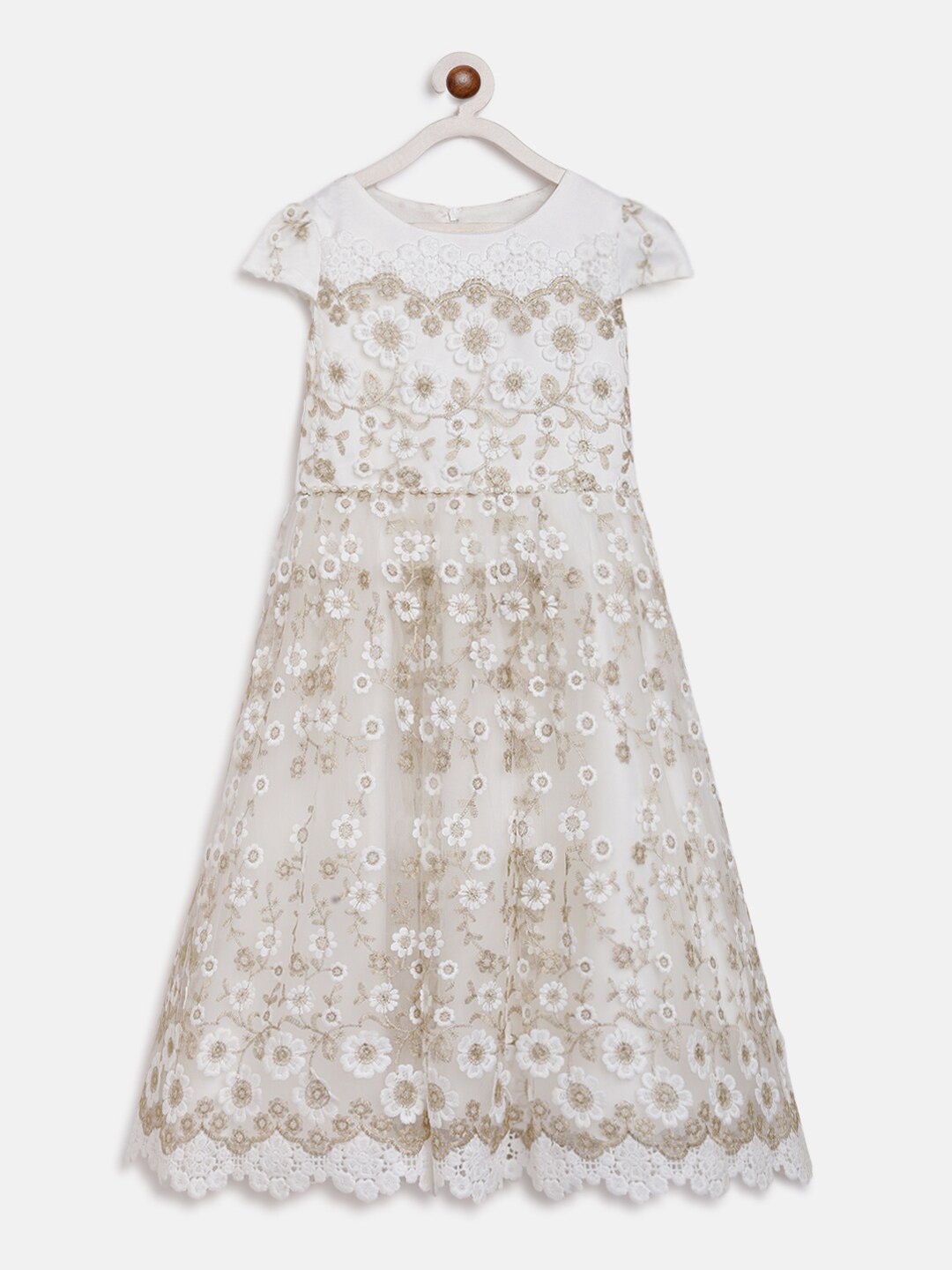 

Butterfly Blush Girls White Embroidered Maxi Dress