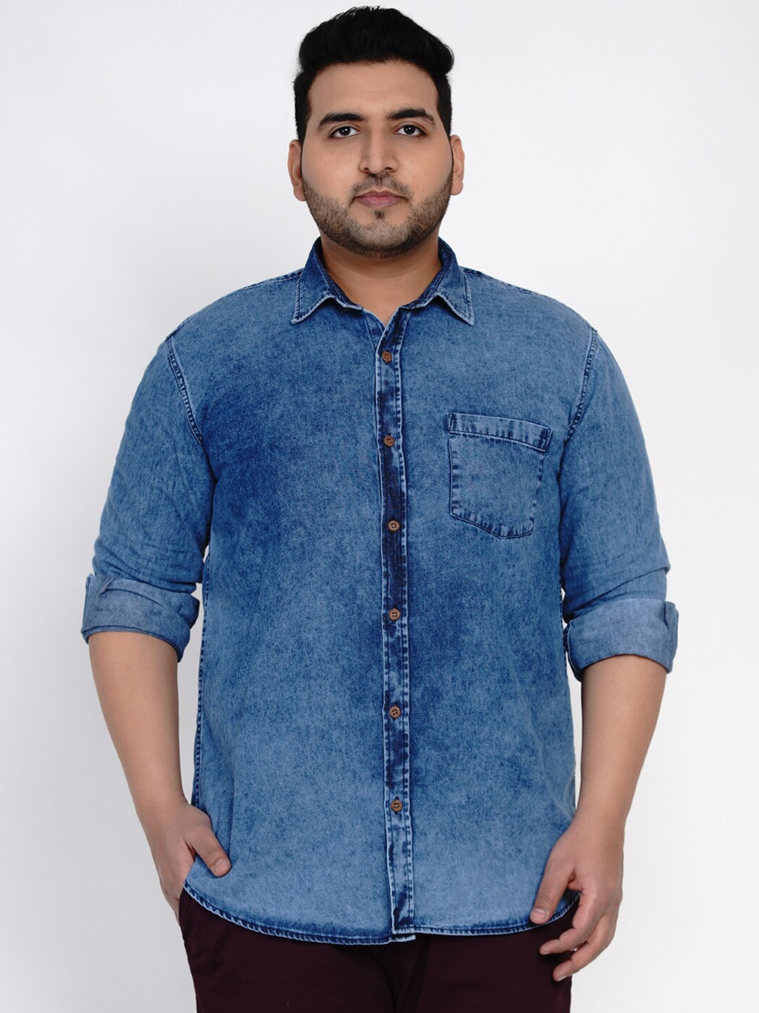 

John Pride Men Blue Regular Fit Faded Casual Shirt