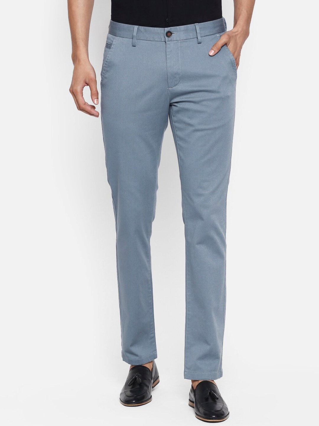 

BYFORD by Pantaloons Men Teal Green Slim Fit Solid Chinos