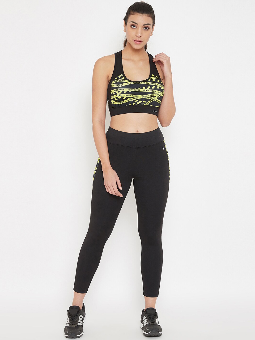 

Clovia Black & Yellow Printed Tracksuit