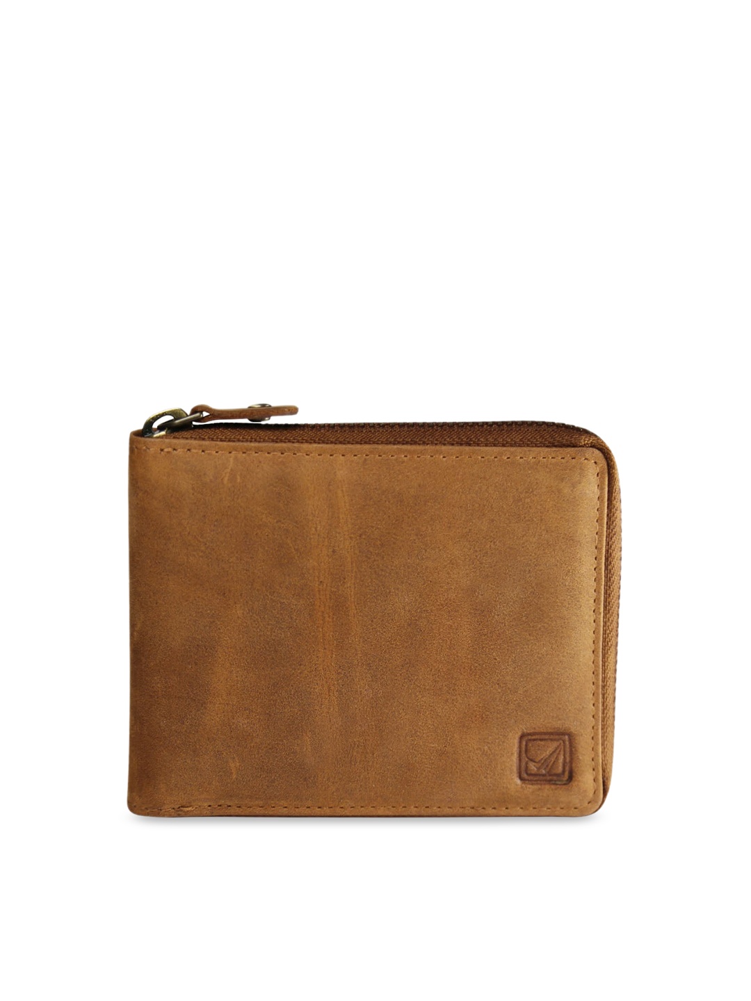 

Style SHOES Unisex Tan Brown Solid RFID Leather Zip Around Wallet