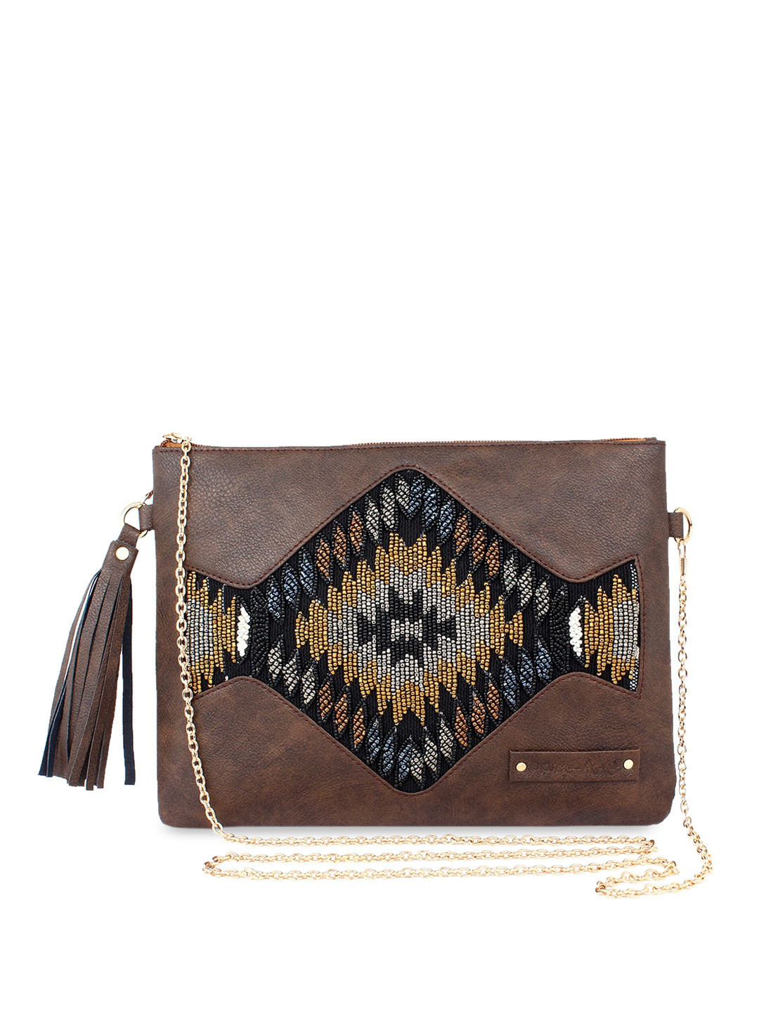 

Spice Art Brown & Yellow Embellished Embellished Purse Clutch