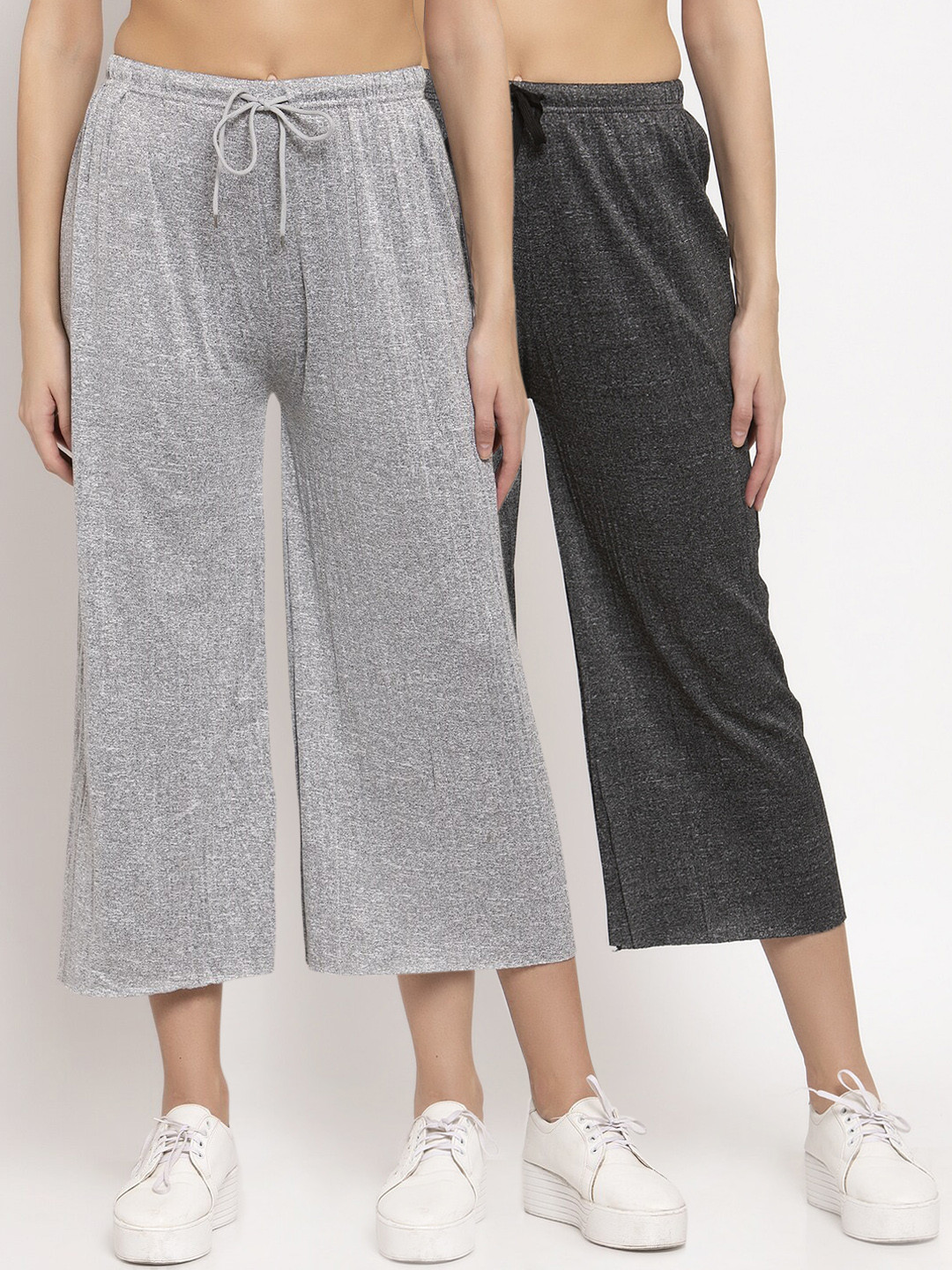 

KLOTTHE Women Pack Of 2 Wide Leg Palazzos, Black