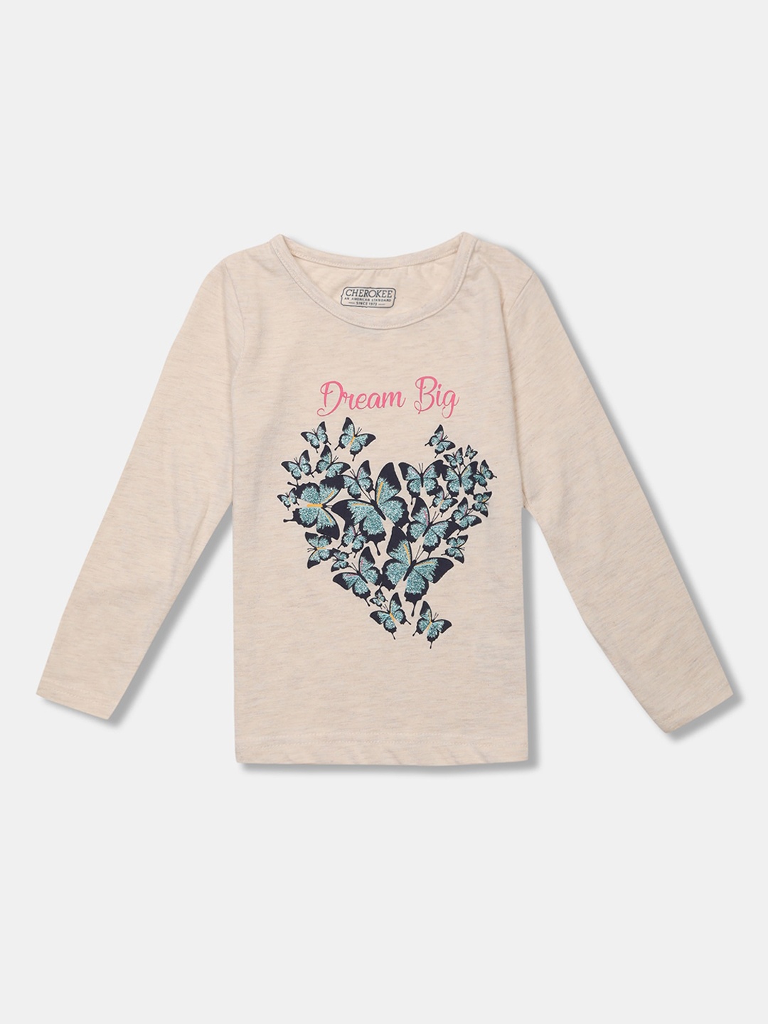 

Cherokee Girls Grey Printed Round Neck T-shirt